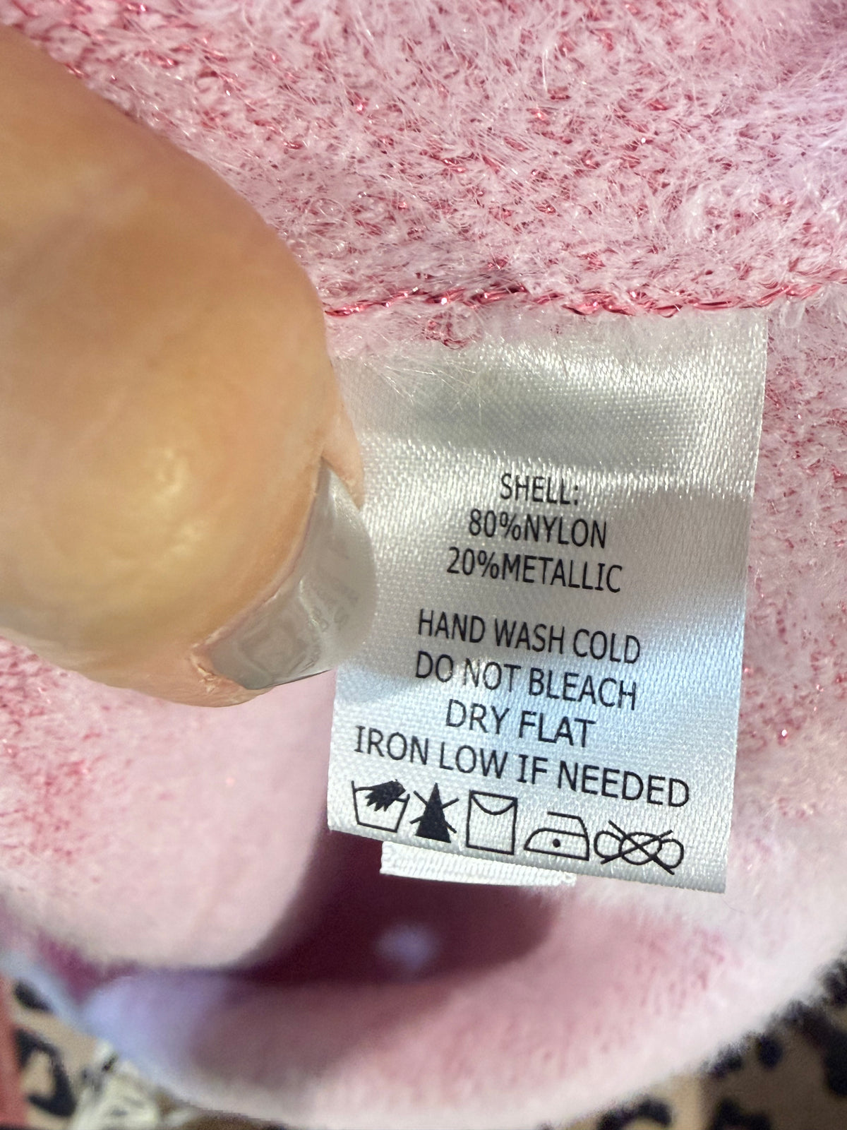 Womens Fantastic Fawn Pink Bow Fuzzy Sweater Large EUC