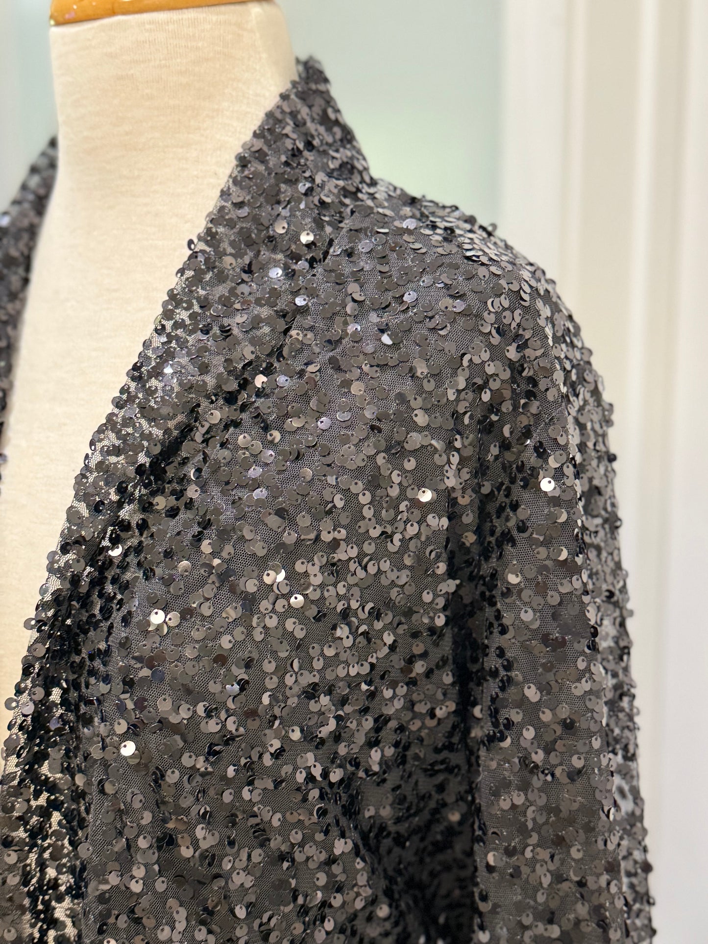 Womens Black Sequin Duster Size Large