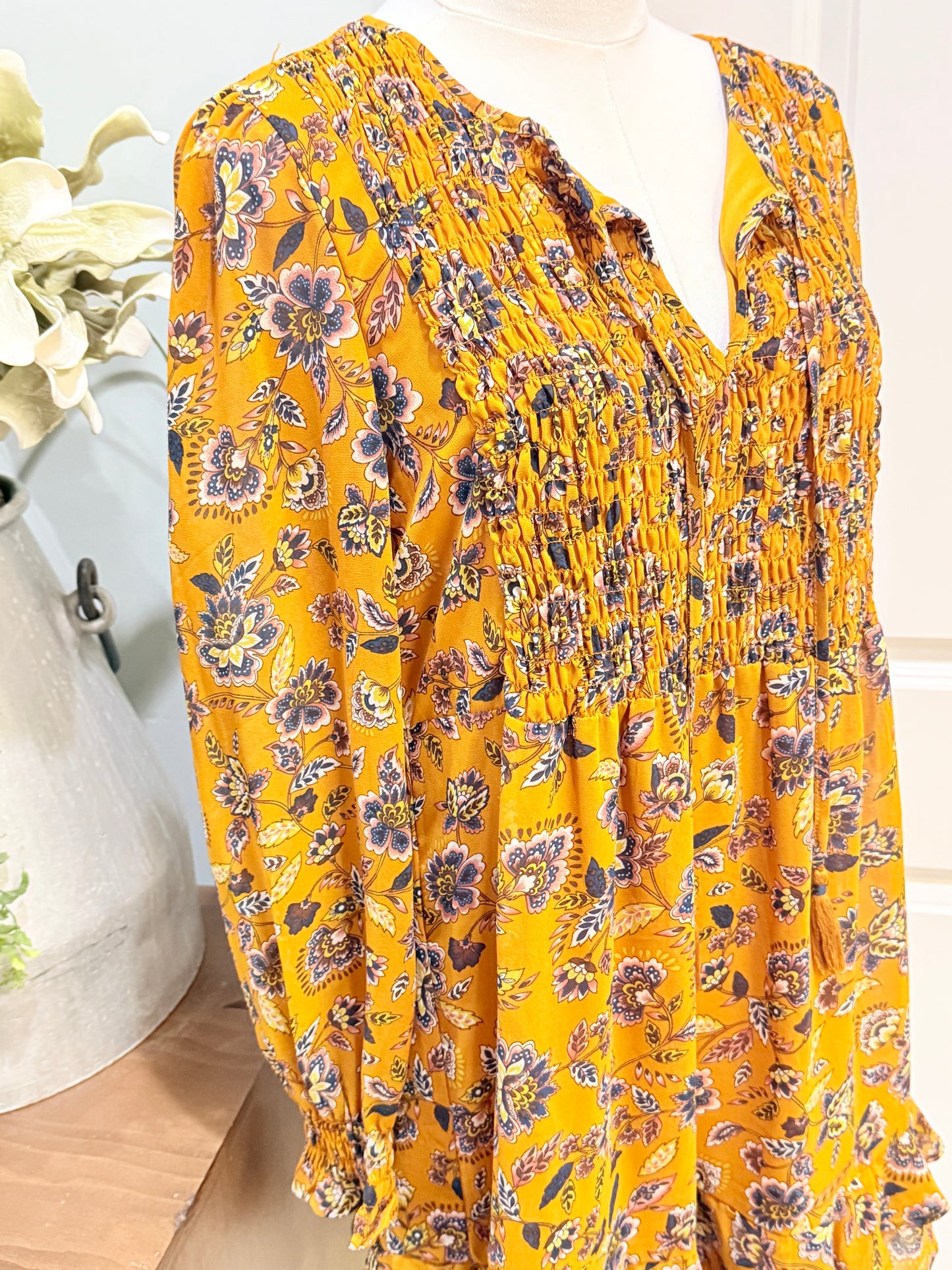 Womens Inspired Hearts Smocked Fall Dress Large EUC