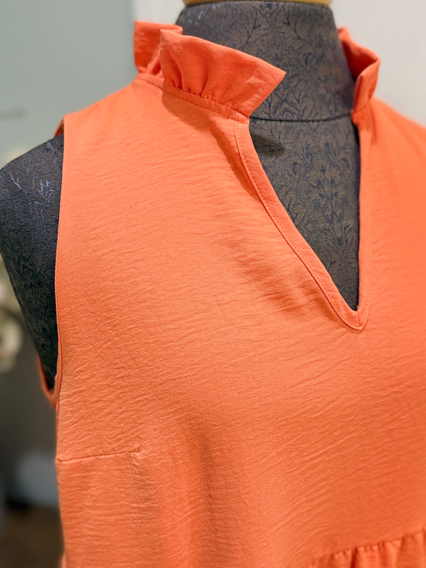 Womens Pixy + Ivy Orange Ruffle Neck Dress Medium