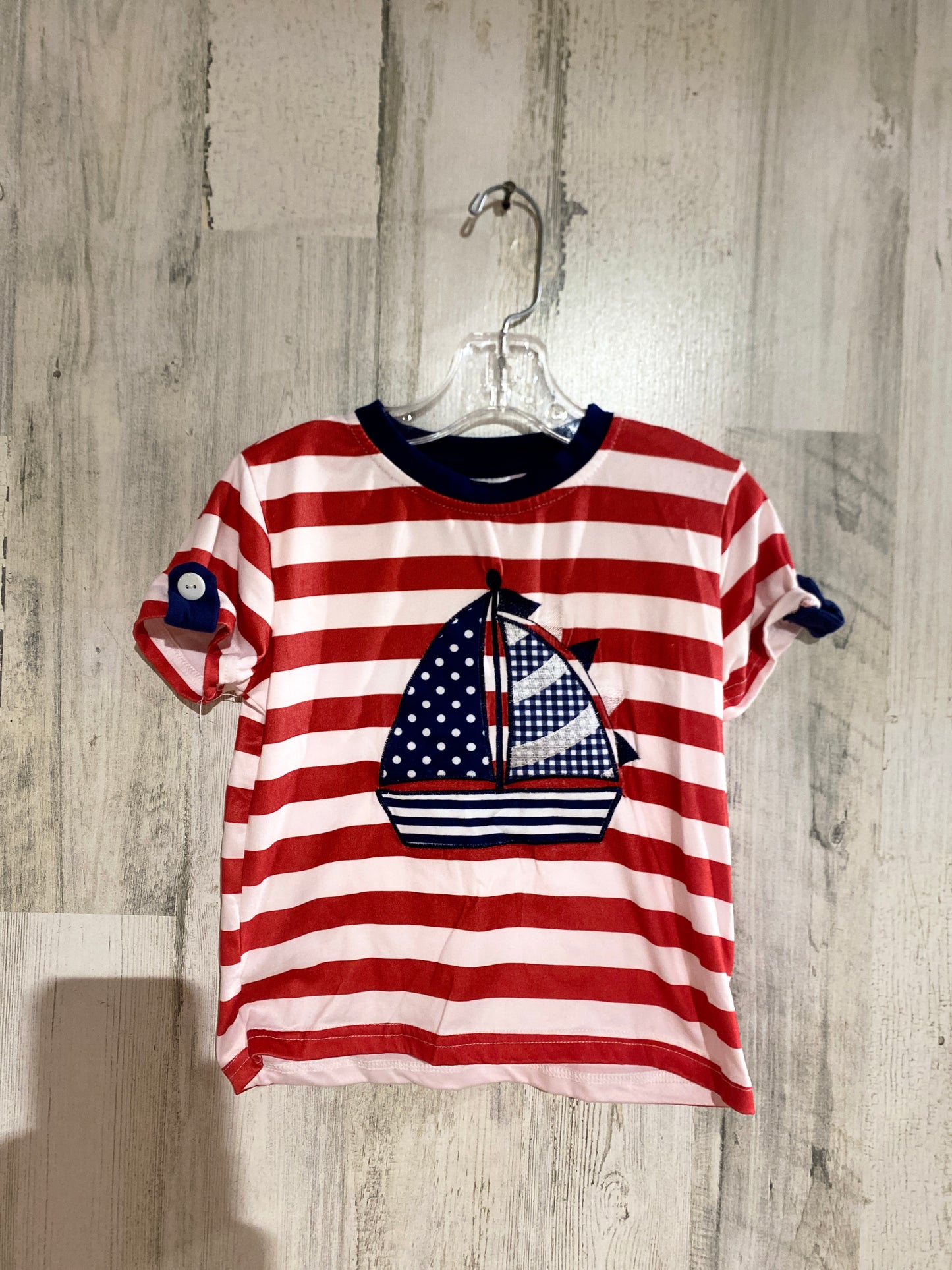 Boys Embroidered Saliboat Tee Sz 3