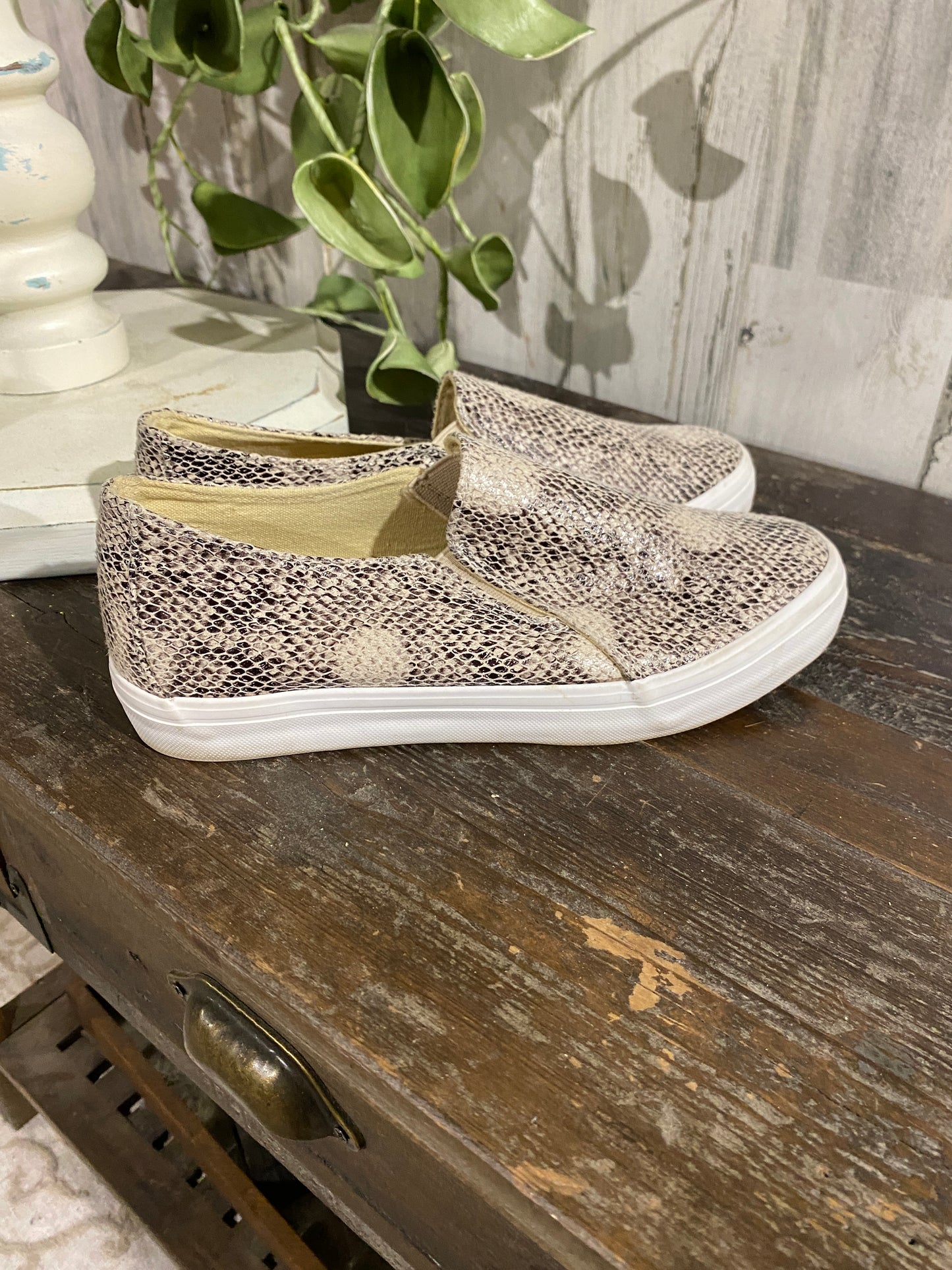 Womens Restricted Brand Snake Print Slip On Sneakers Sz 7