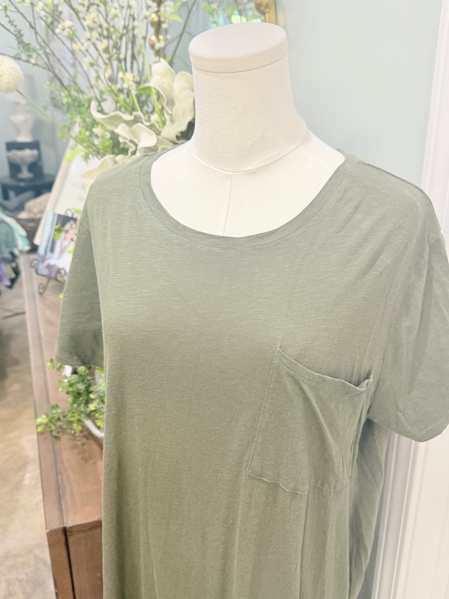 Womens Mudpie Green Tshirt Midi Dress Large EUC