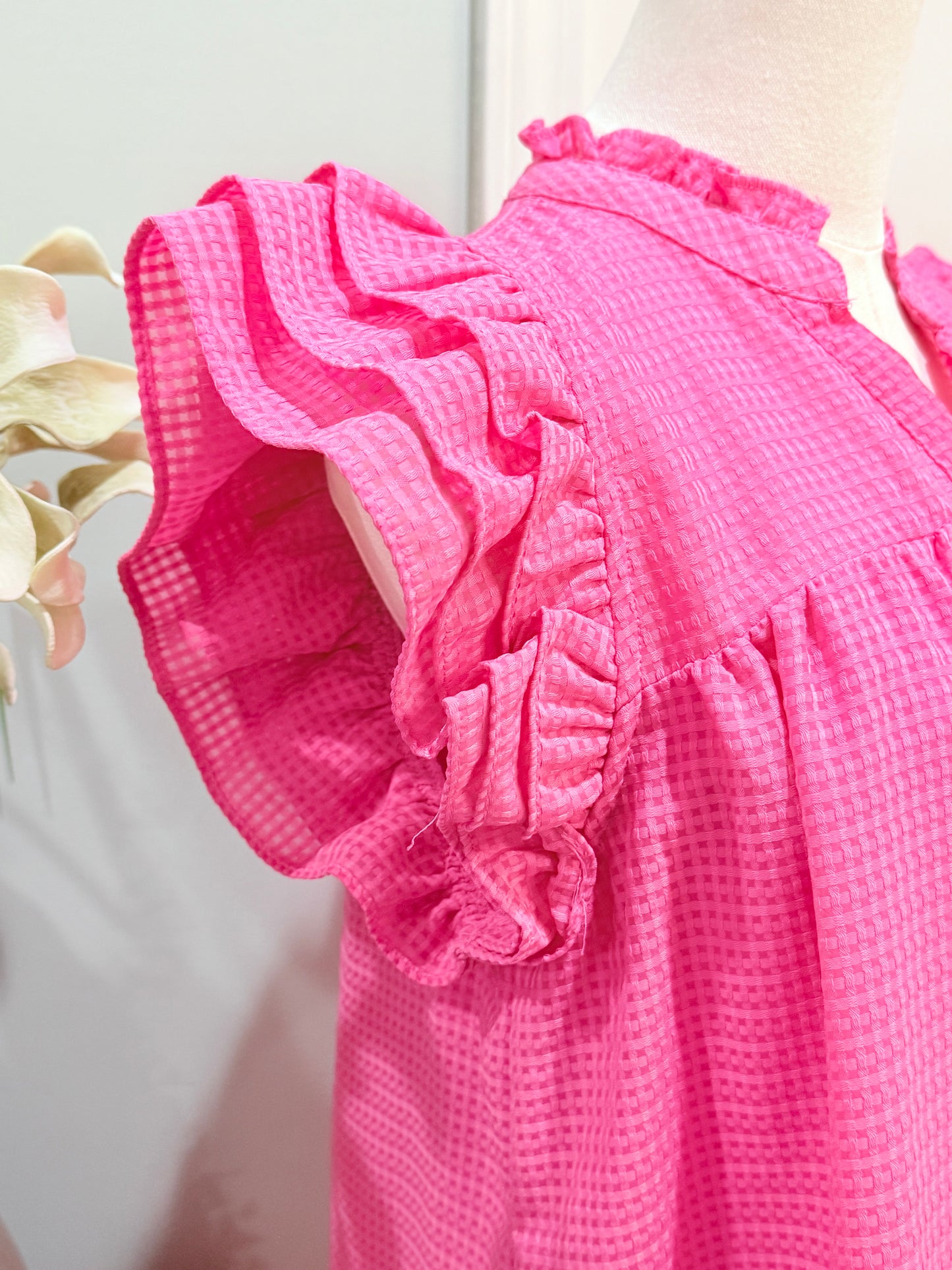 Womens Umgee Pink Flutter Sleeve Dress Large EUC