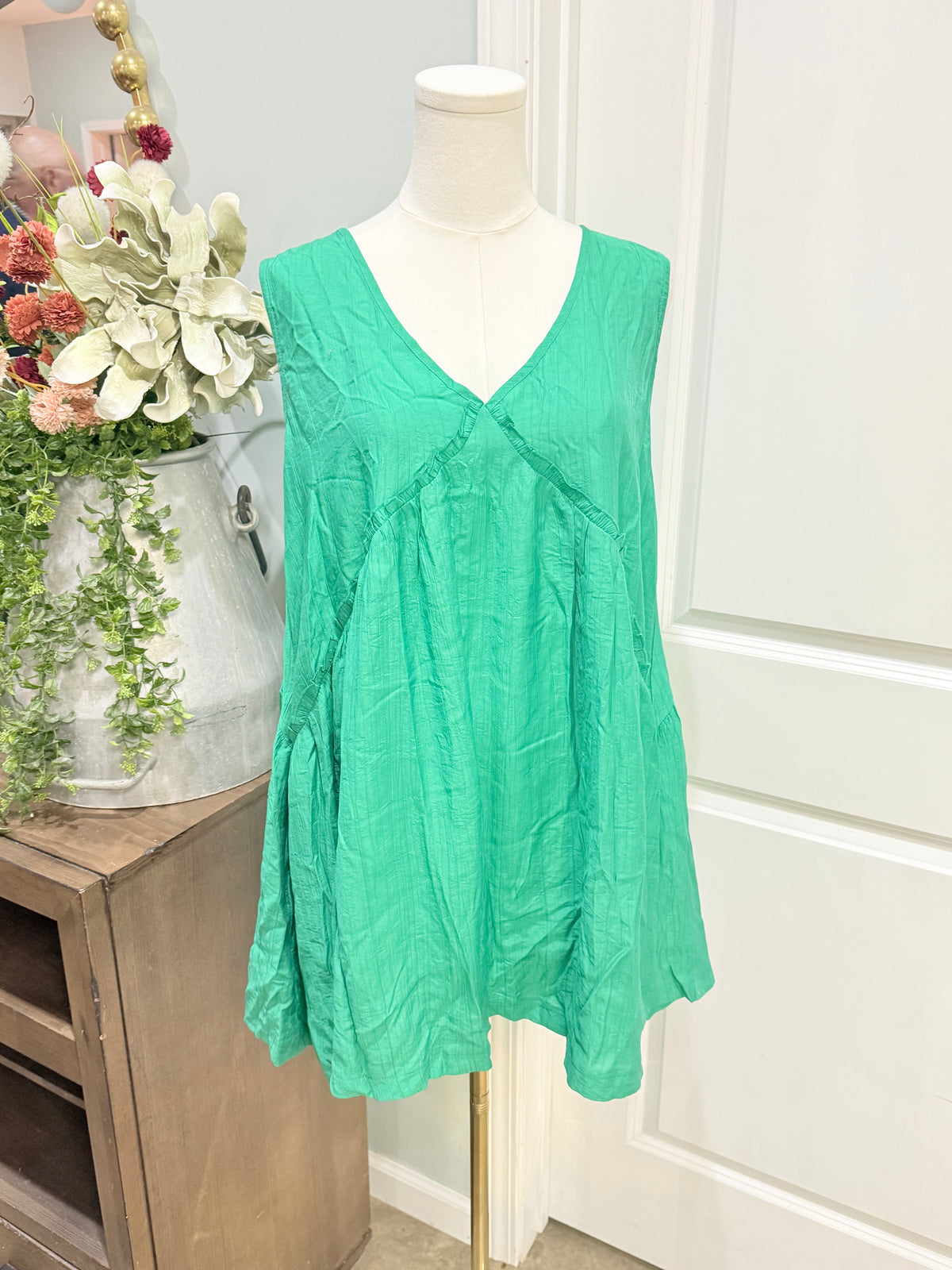 Womens Green Babydoll Tunic 1X EUC