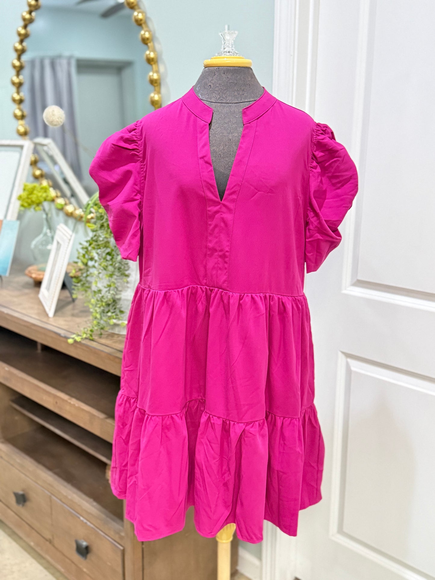 Womens Entro Puff Sleeve Dress 1X EUC