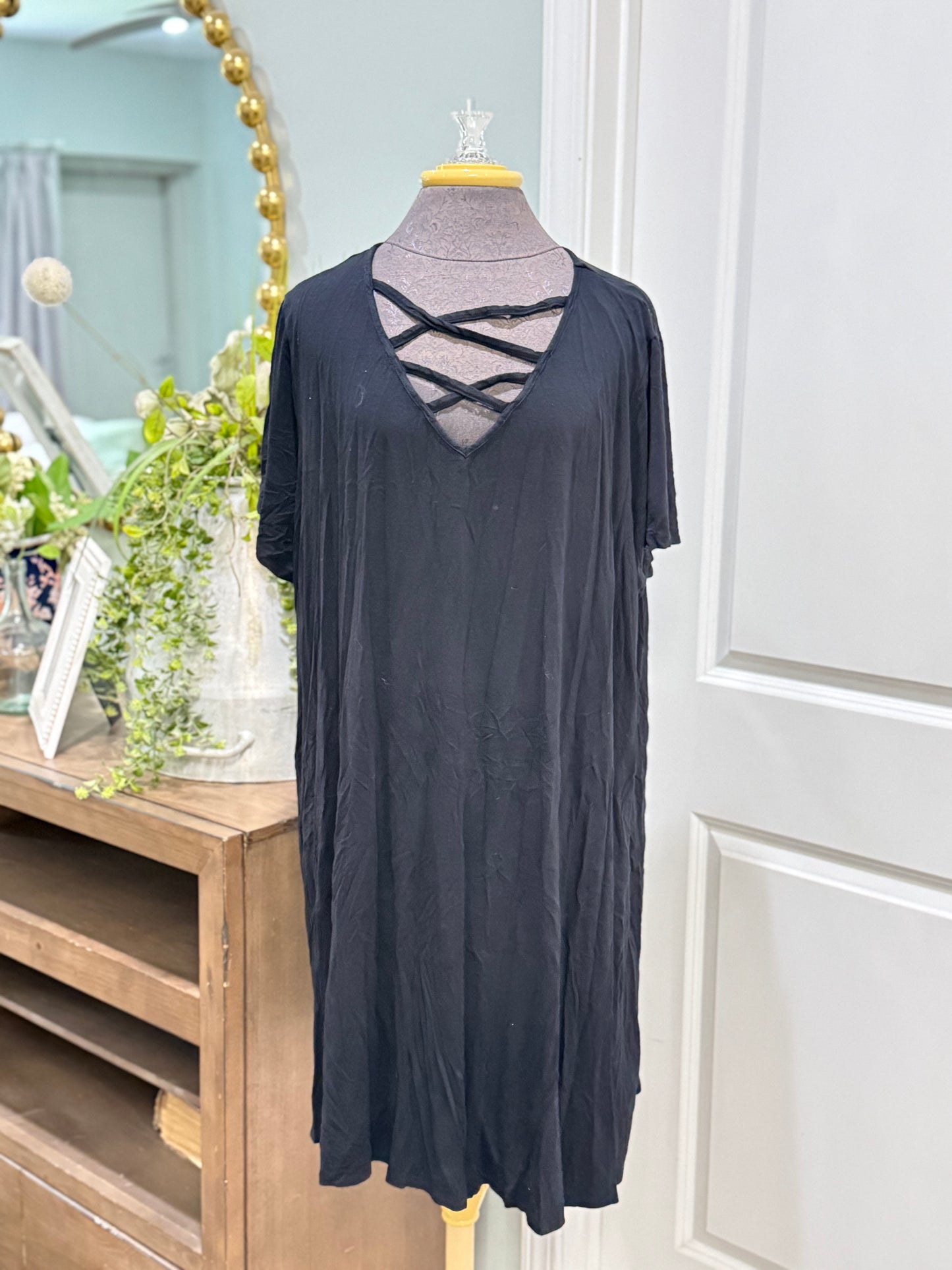 Womens Ana Black Tshirt Dress 2X EUC