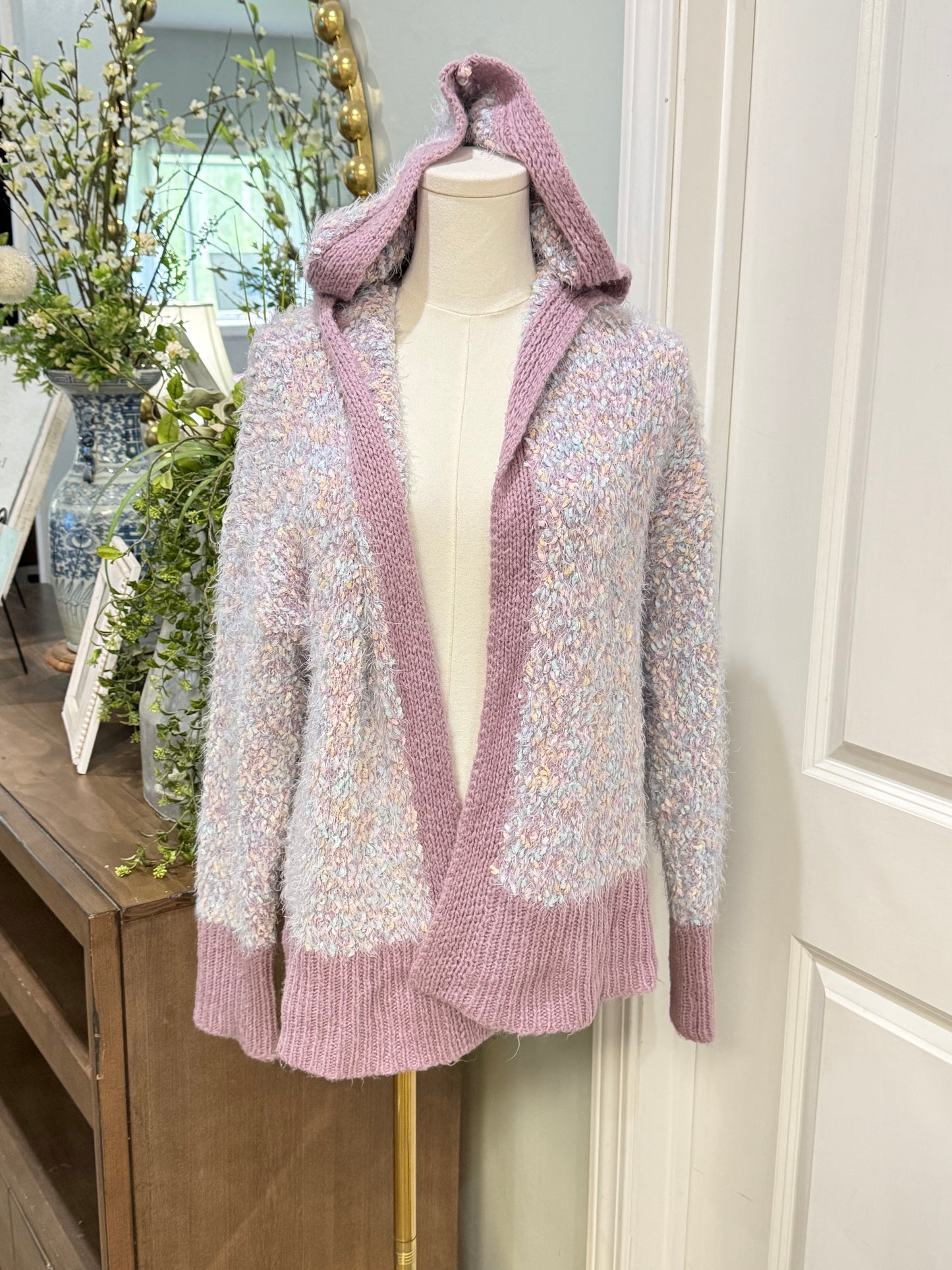 Womens Fuzzy Cardigan Large EUC