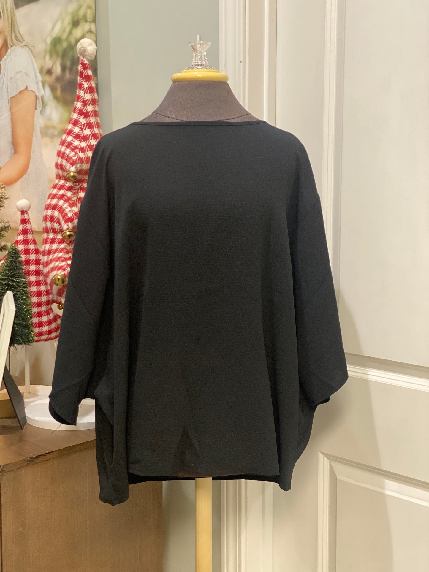 Womens Black Boat Neck Blouse Size 2X