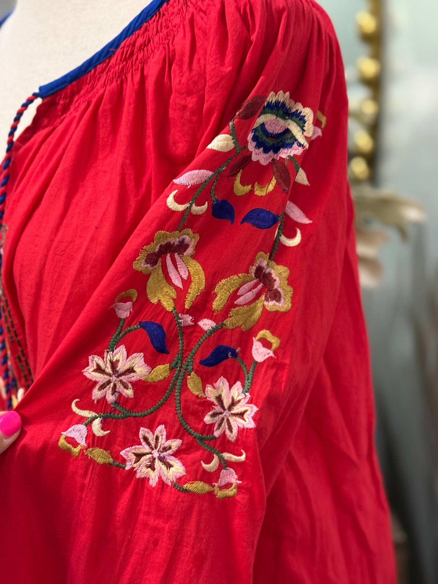 Womens KAS Designs Embroidered Blouse Size Medium