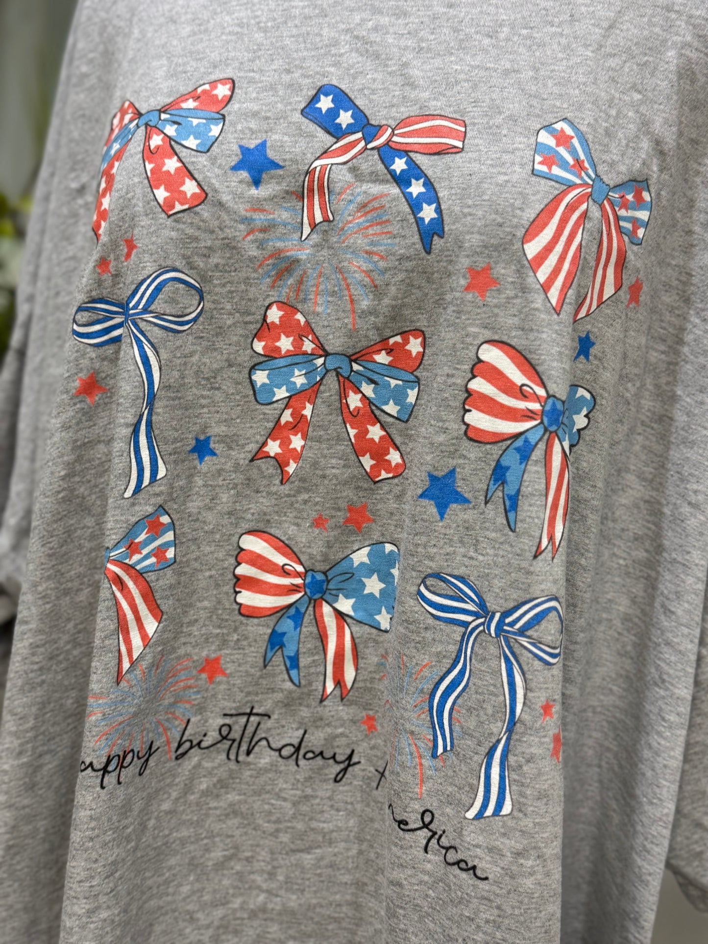 Womens Oversized Happy Birthday America Tee Size 2XL