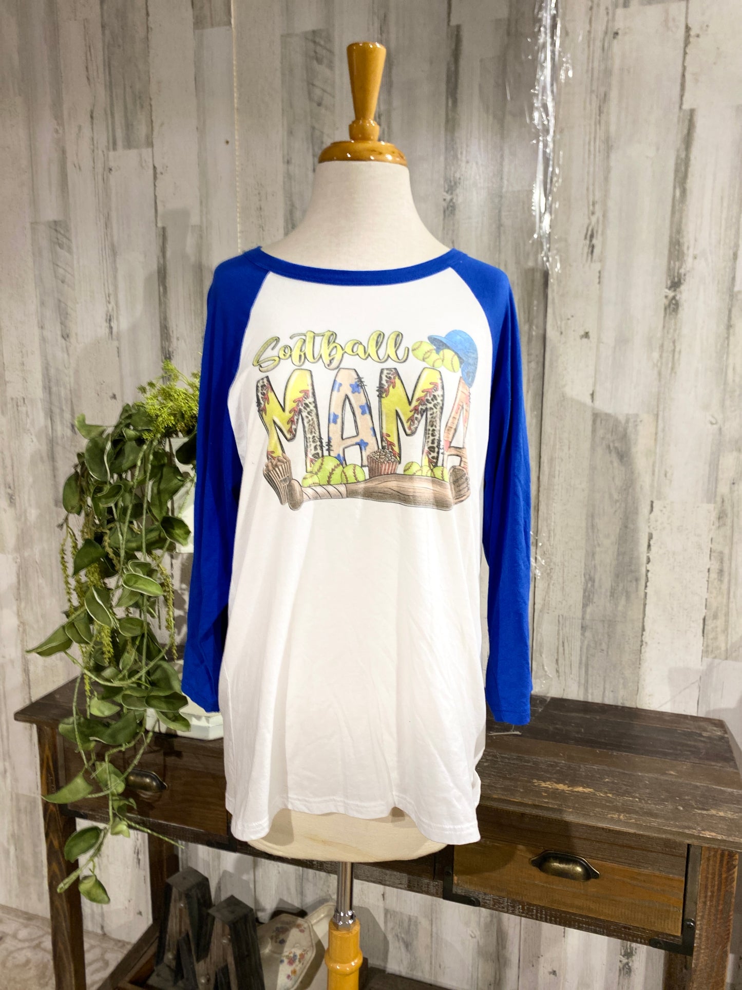 Womens Softball Mama Canvas Tee Sz Large