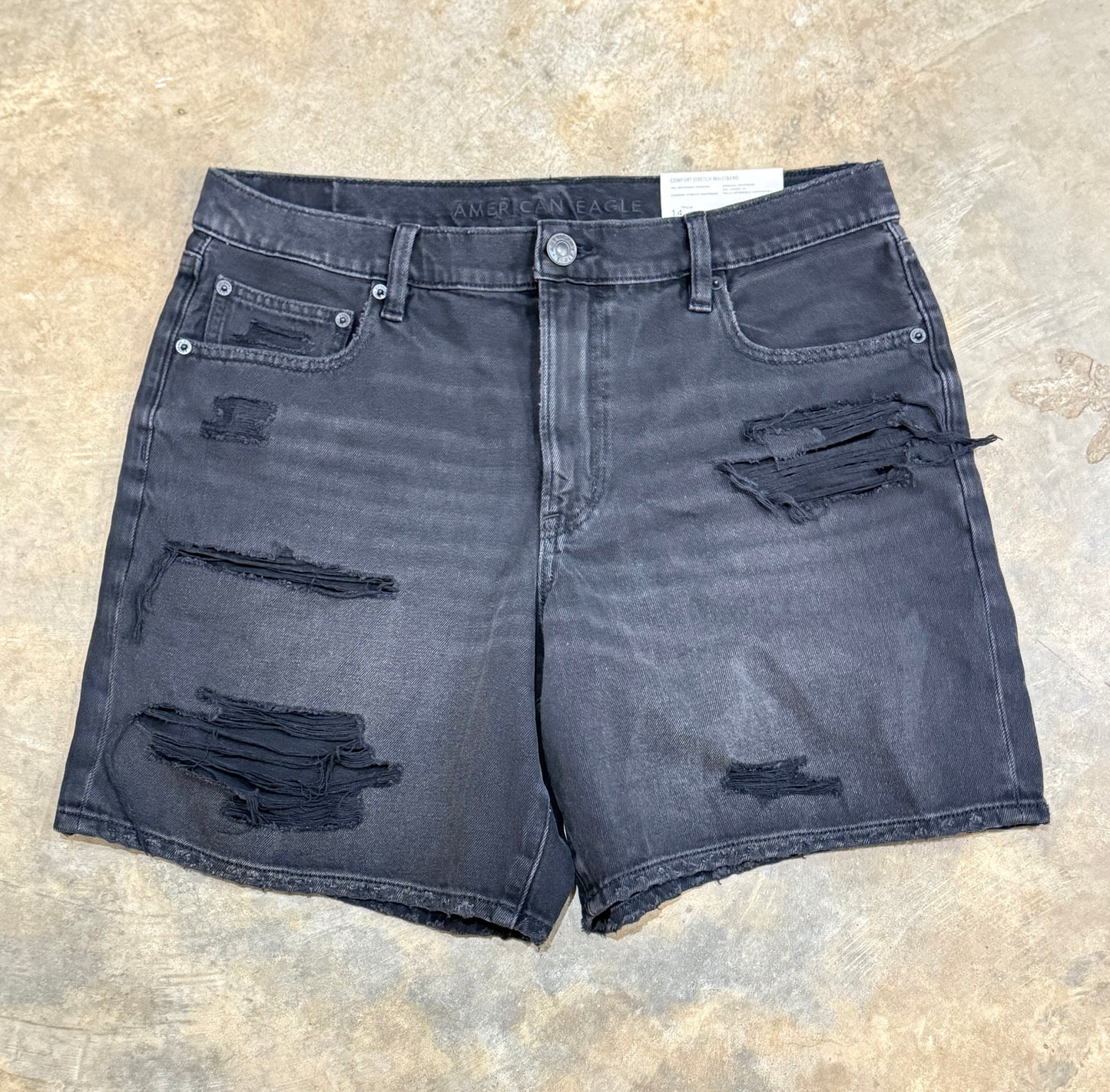 Womens American Eagle Black Denim Shorts Size 14 NWT