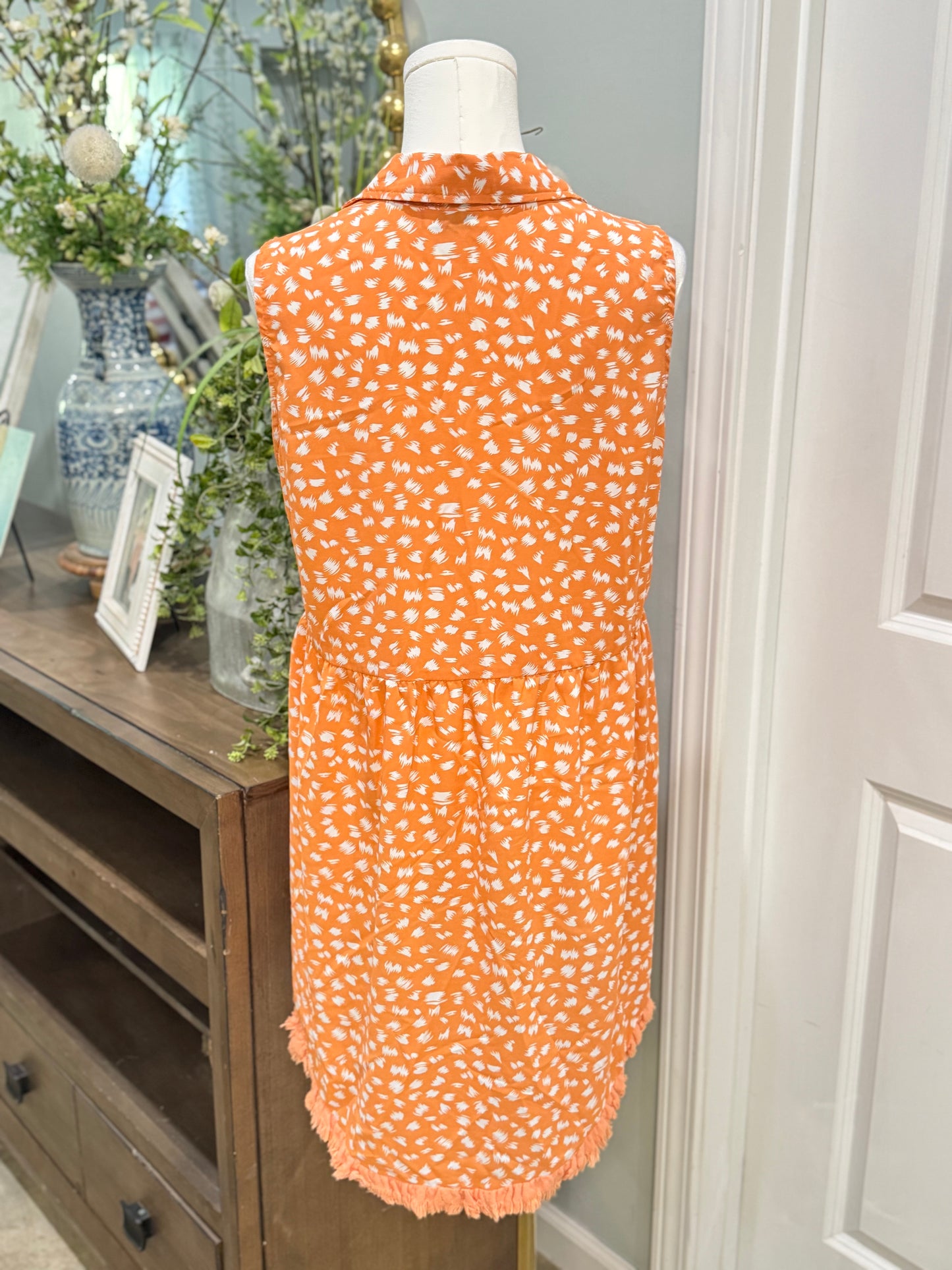 Womens Orange Leopard Tunic Small EUC