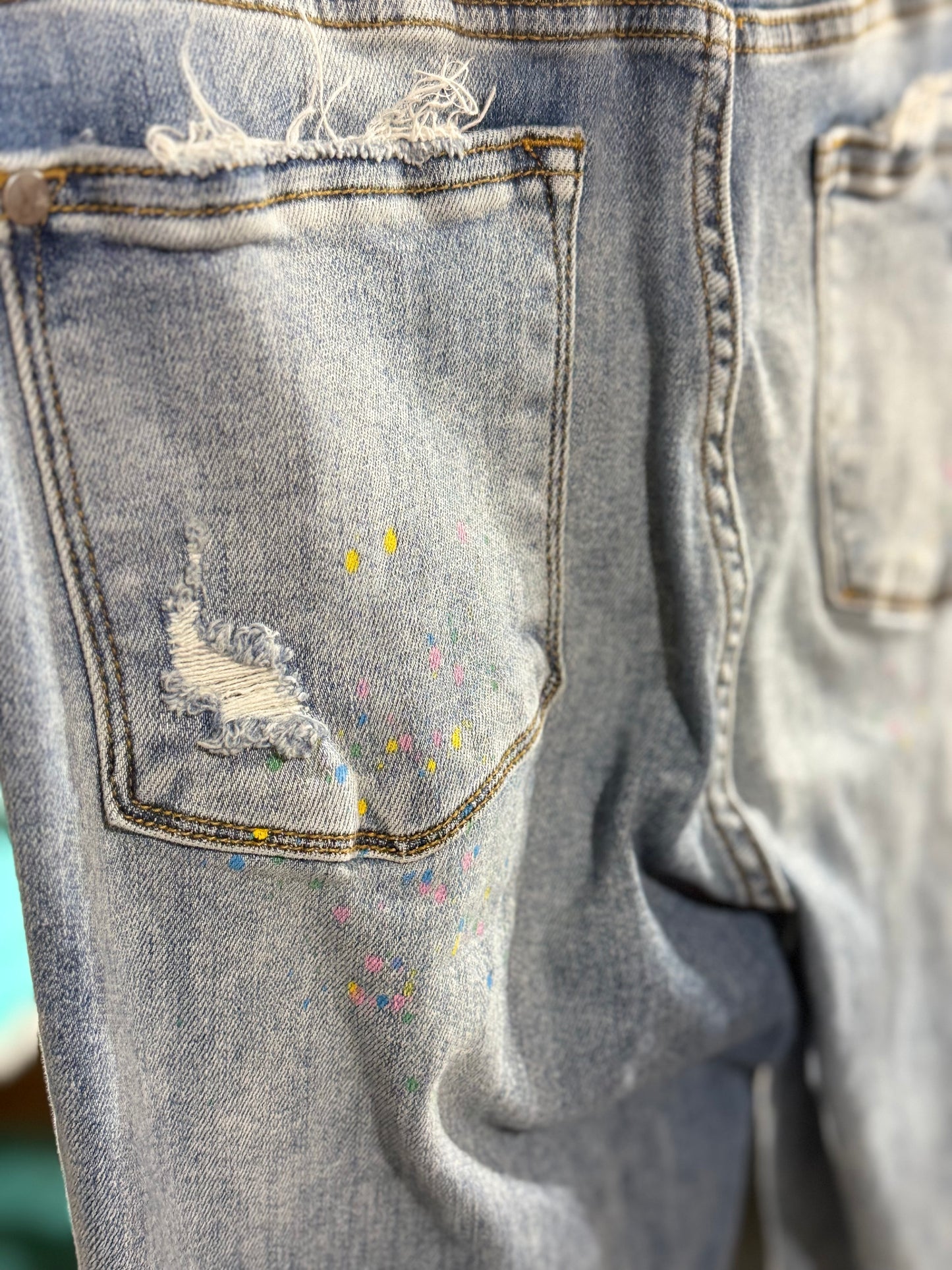 Womens Splatter Paint Judy Blue Jeans Size 15