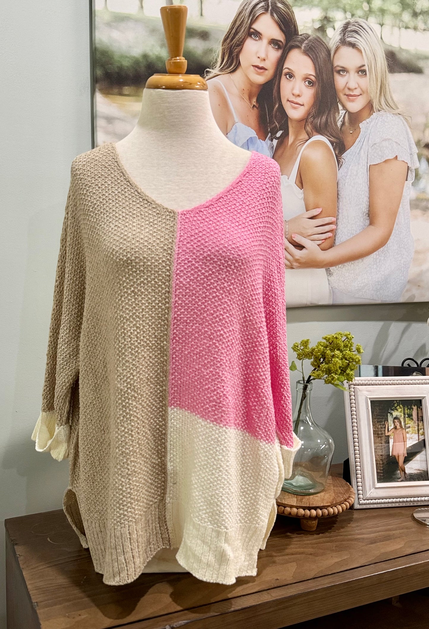 Womens Color Block Summer Sweater Size Medium