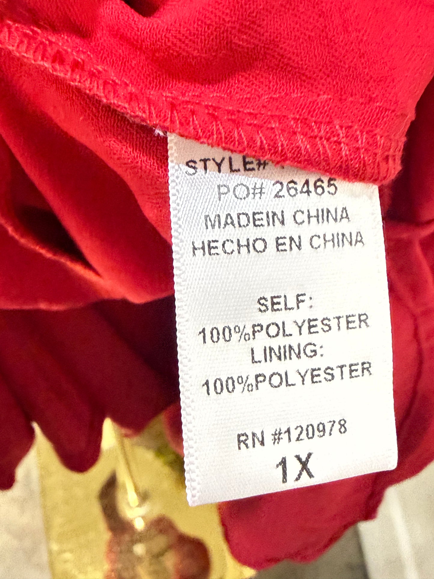 Womens Entro Red Blouse 1X EUC