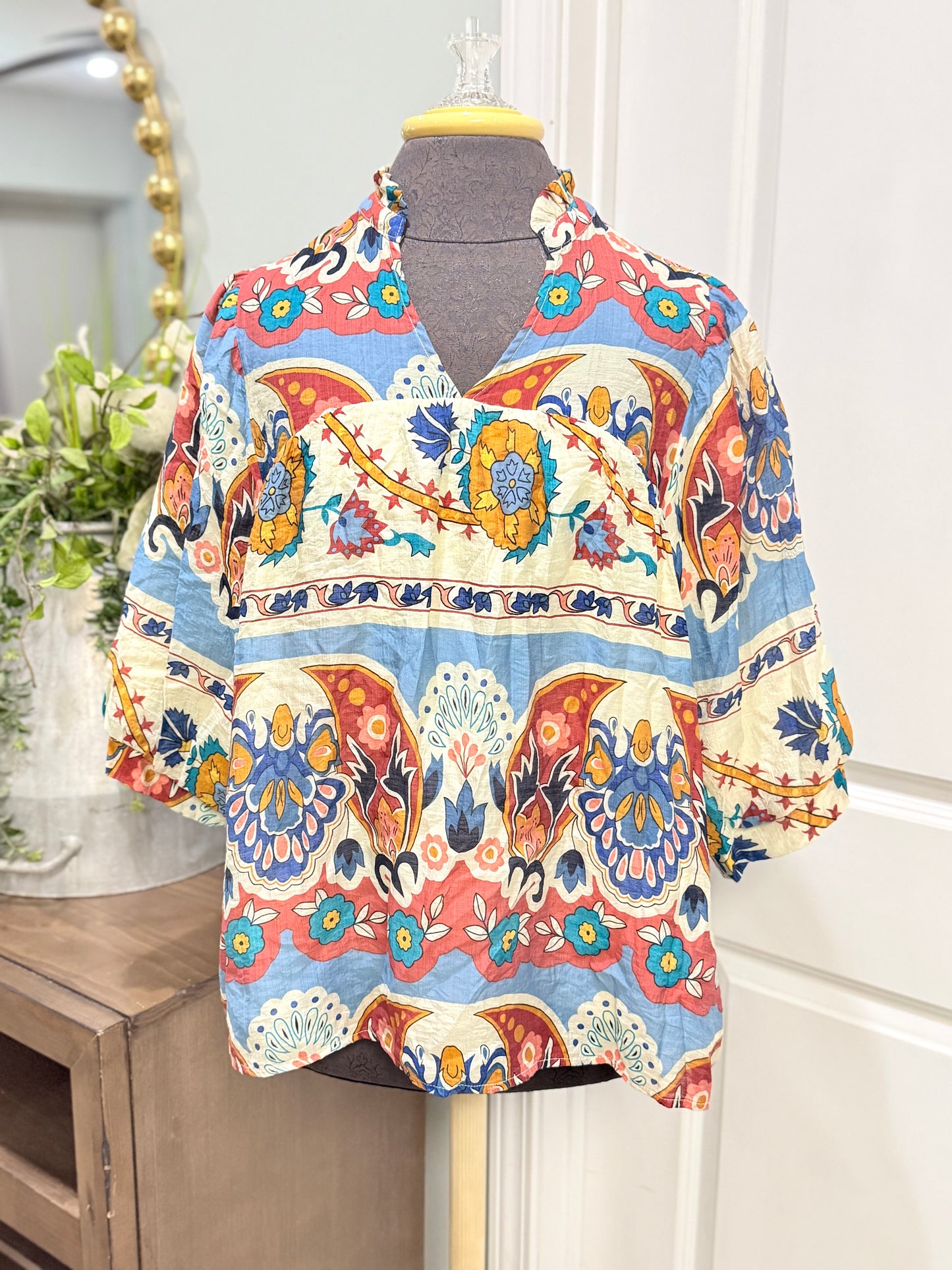 Womens Umgee Floral Blouse Small EUC