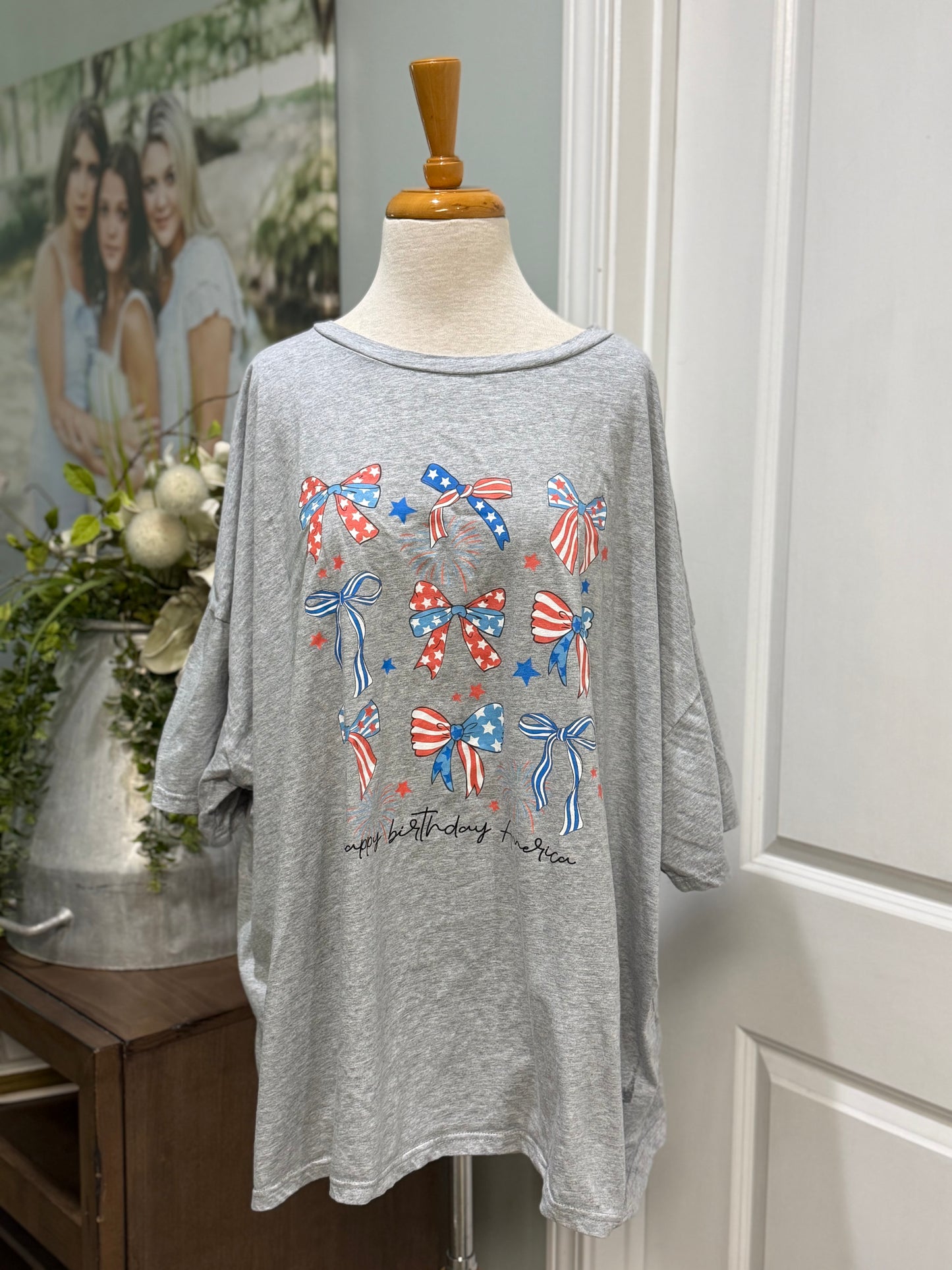 Womens Oversized Happy Birthday America Tee Size 2XL