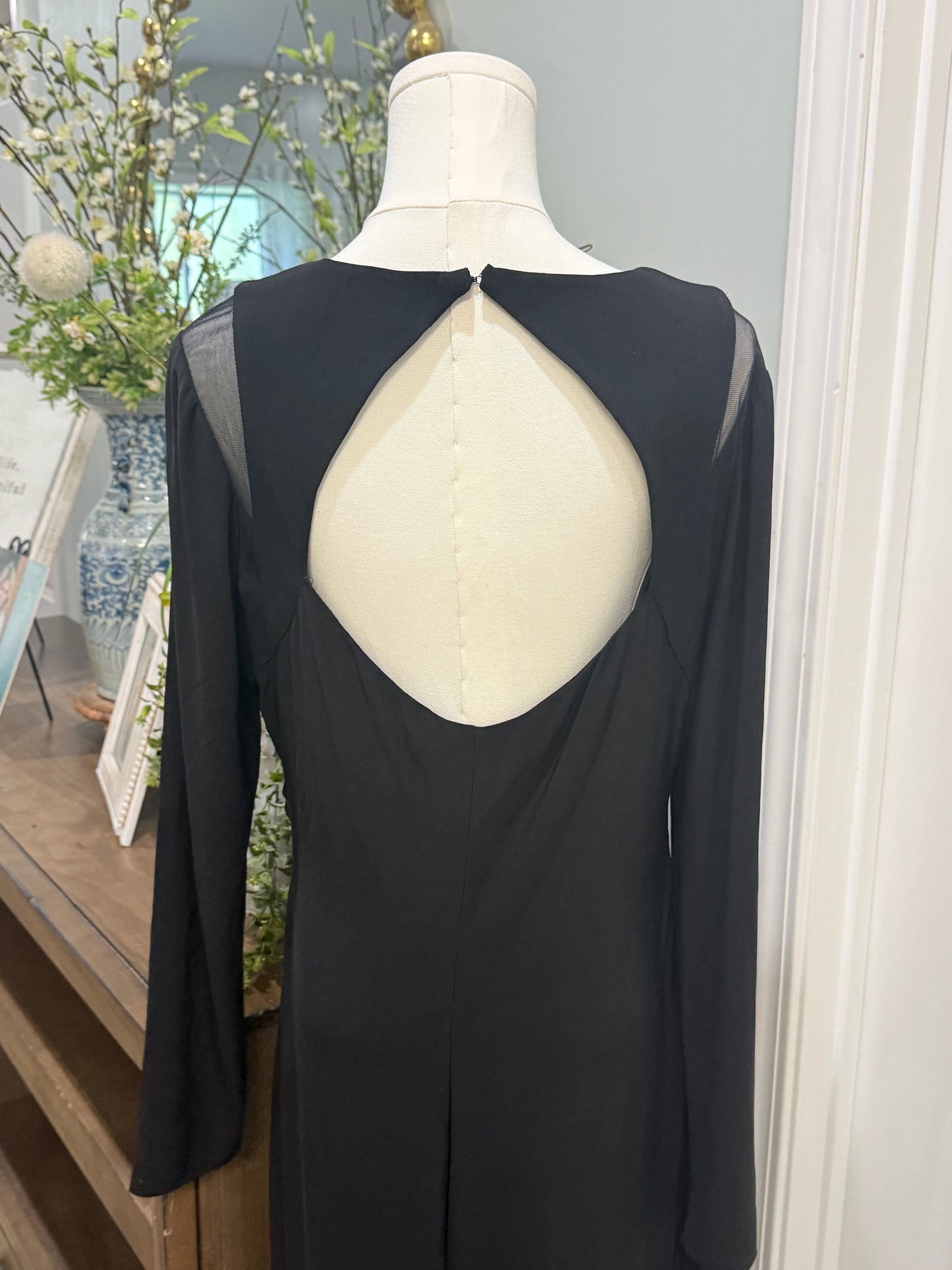 Womens Black Cocktail Full Length Dress Size 16 EUC