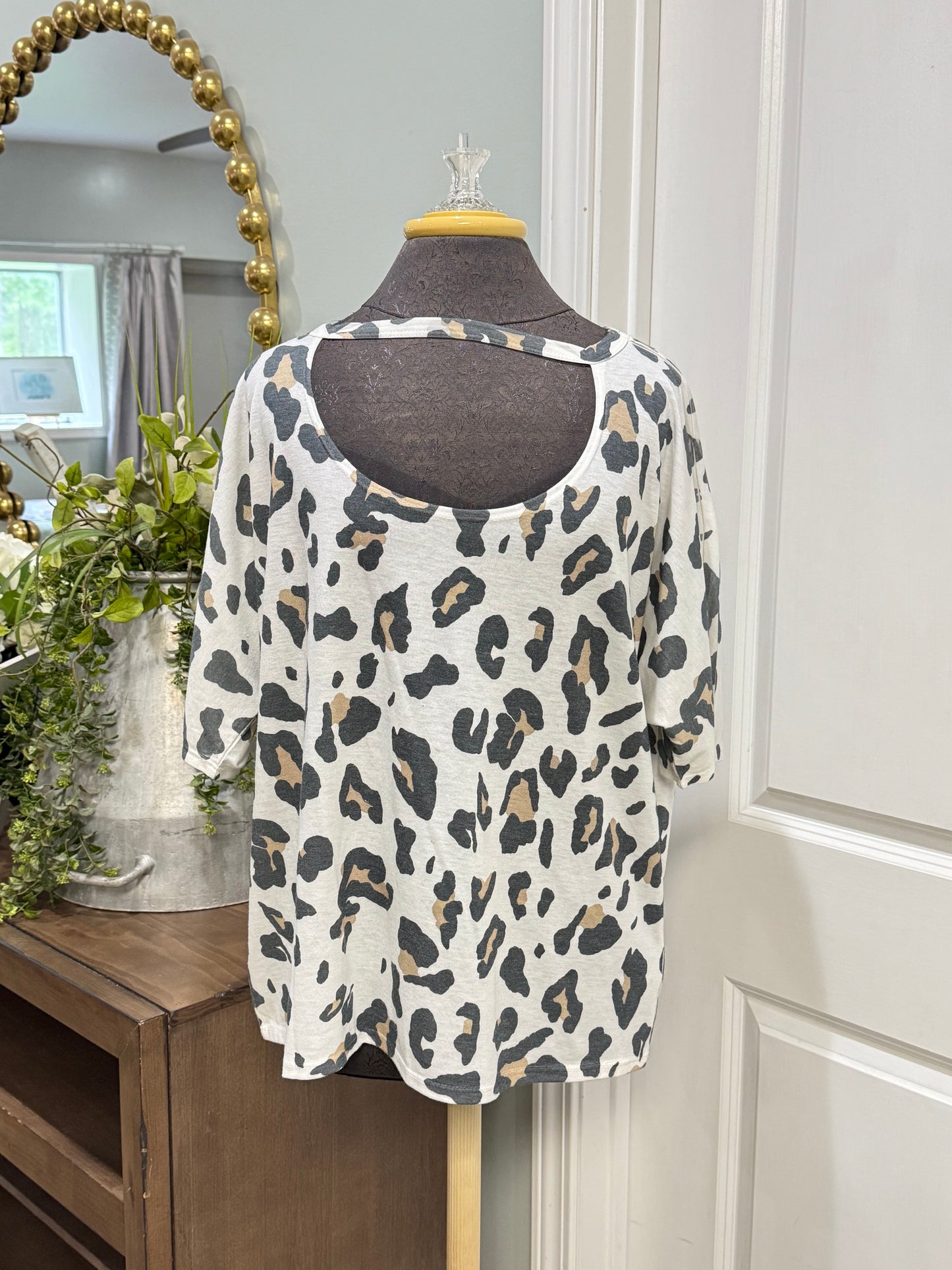 Womens Phil Love Leopard Blouse Large EUC