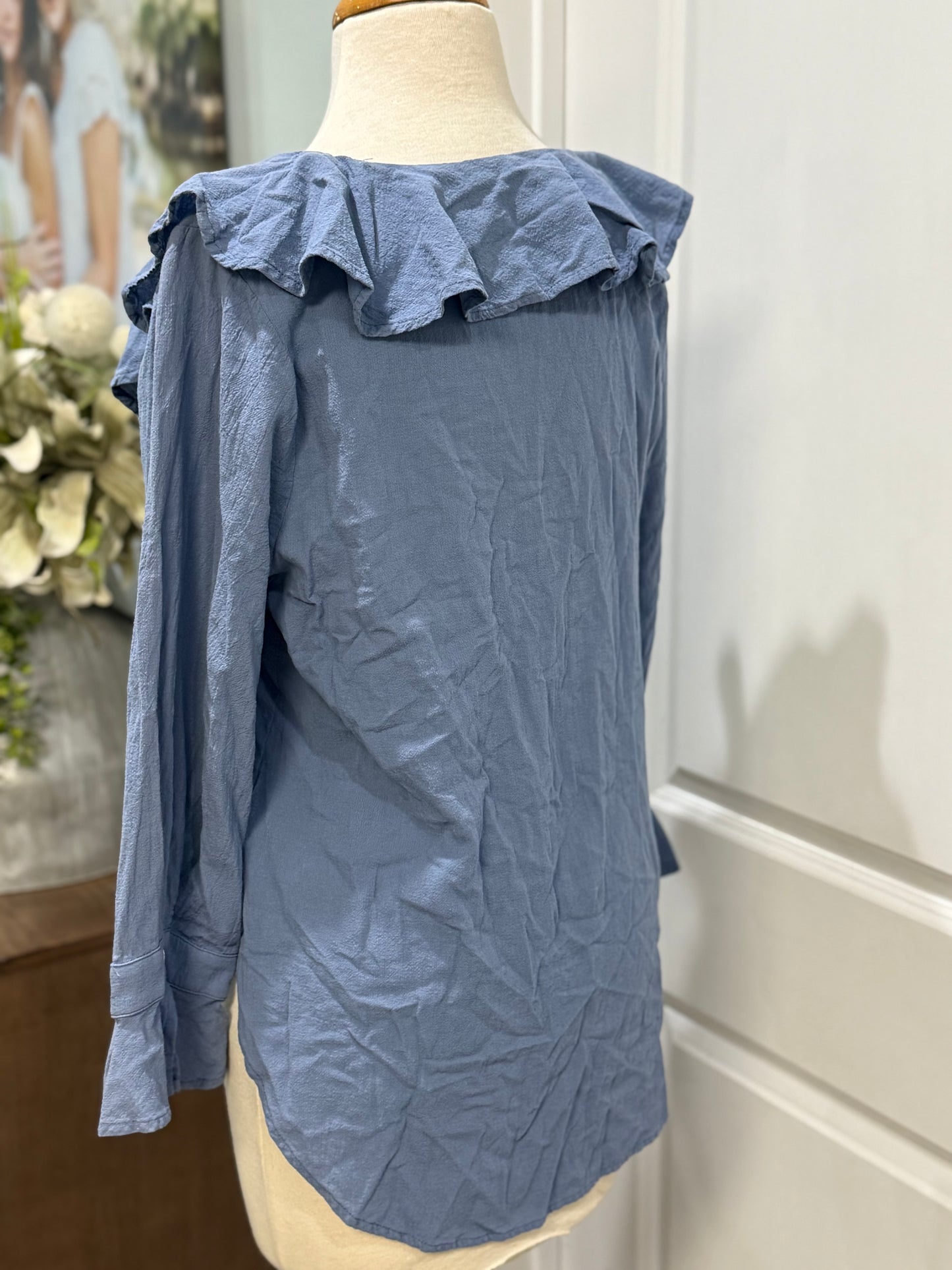 Womens Entro Ruffle Collar Blouse Size Large