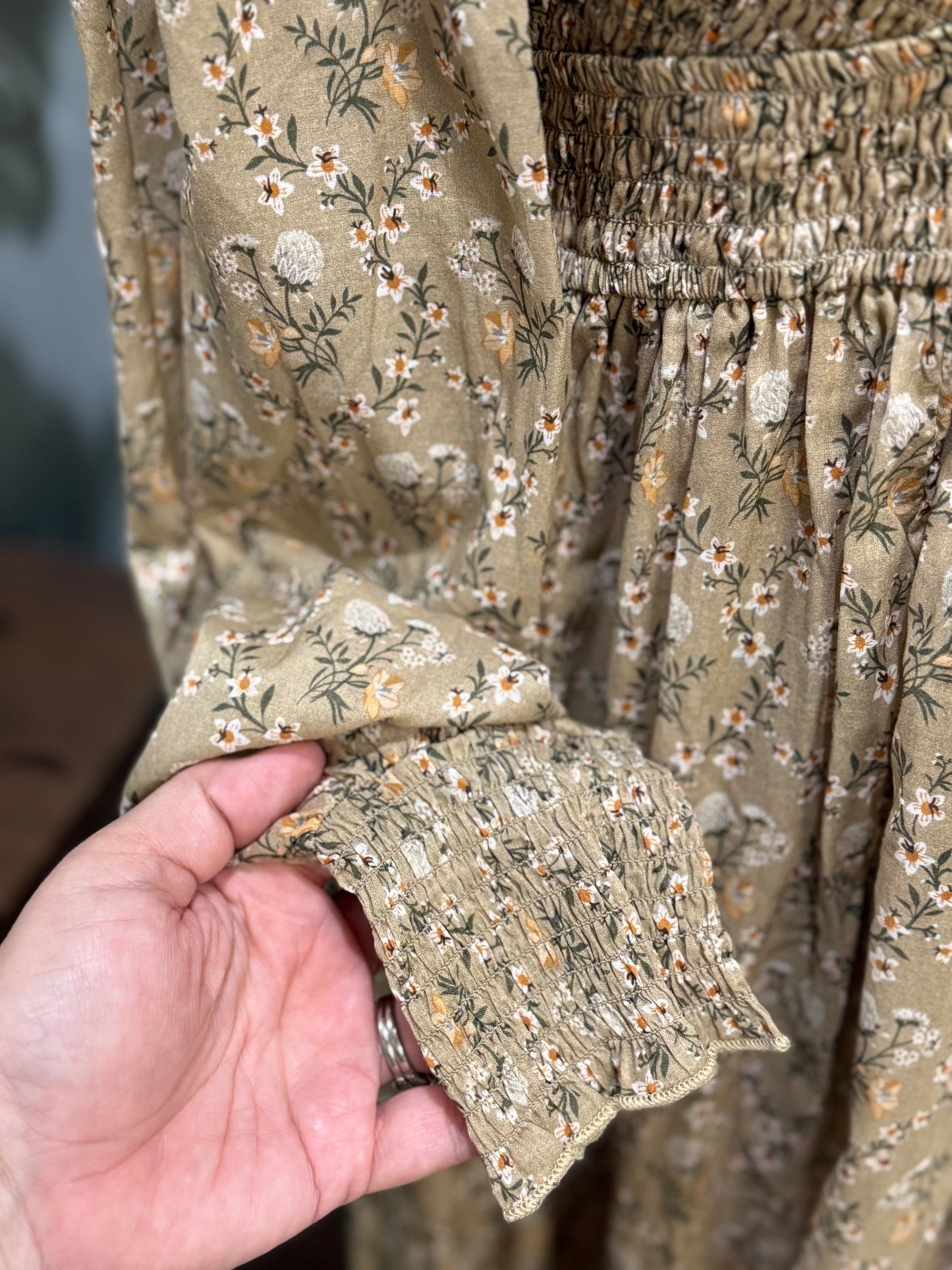Womens In Bloom Smocked Floral Dress Size Large NWT 65