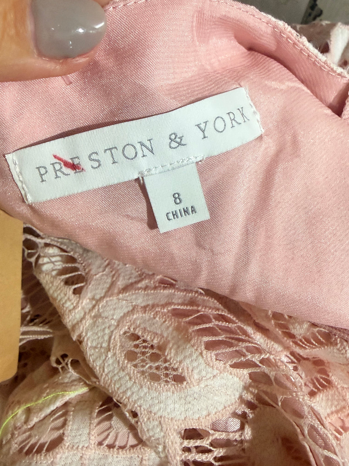 Womens Preston & York Pink Eyelet Dress Size 8 EUC