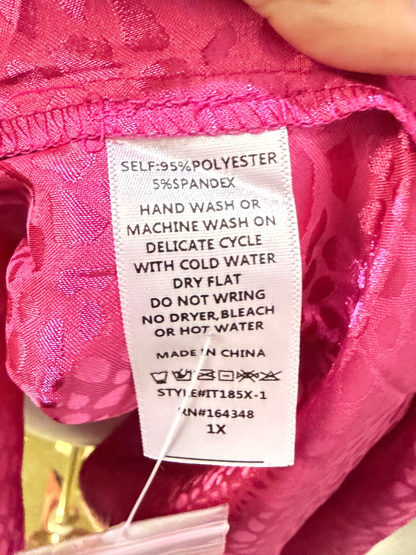 Womens Pink Satin Button Down Blouse XL EUC