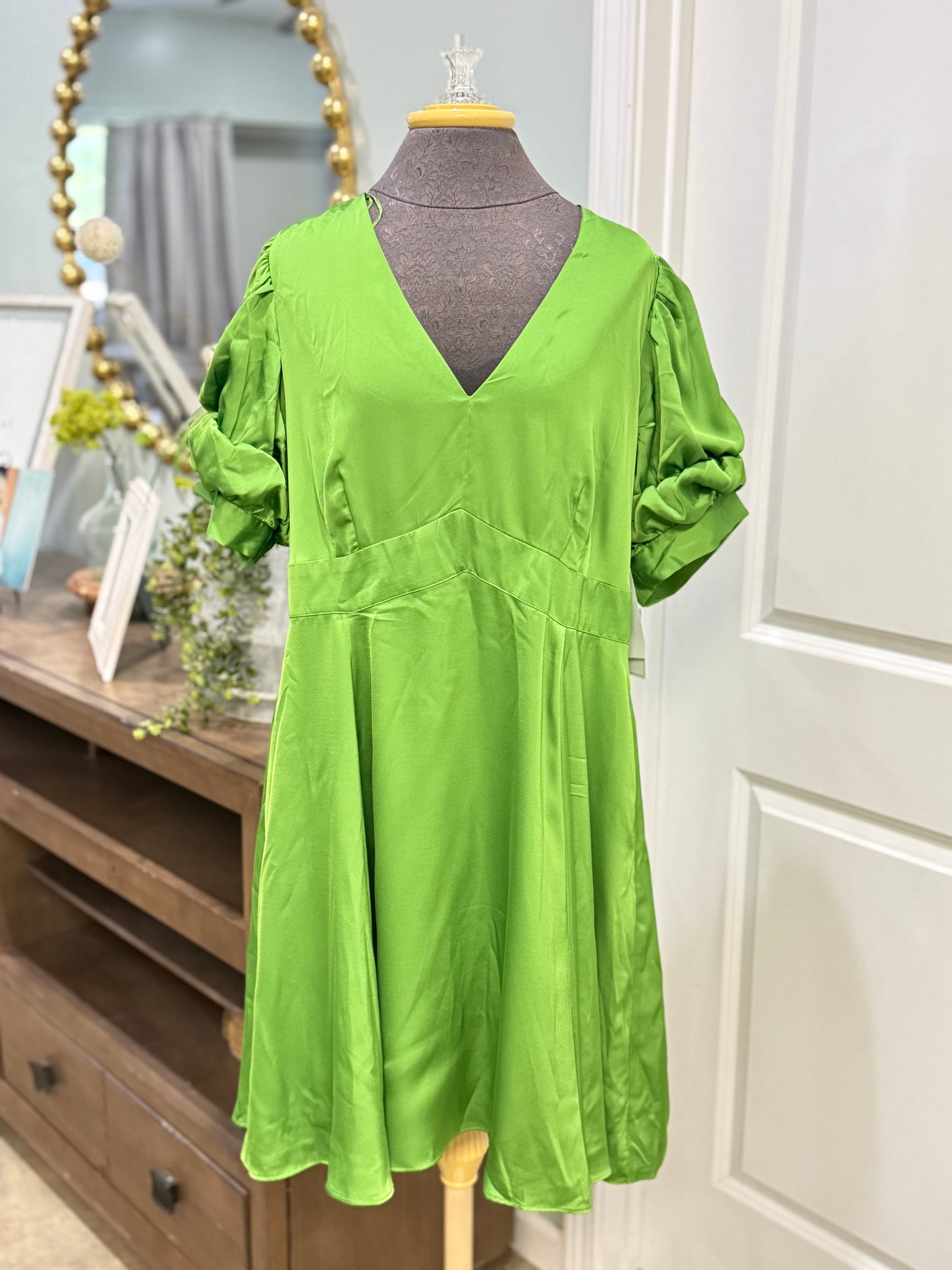 Womens IState Green Satin Dress 1X NWT $89