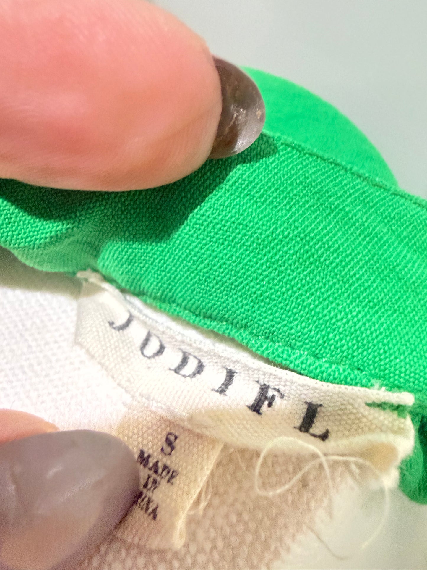 Womens Jodifl Green Puff Sleeve Blouse Small EUC