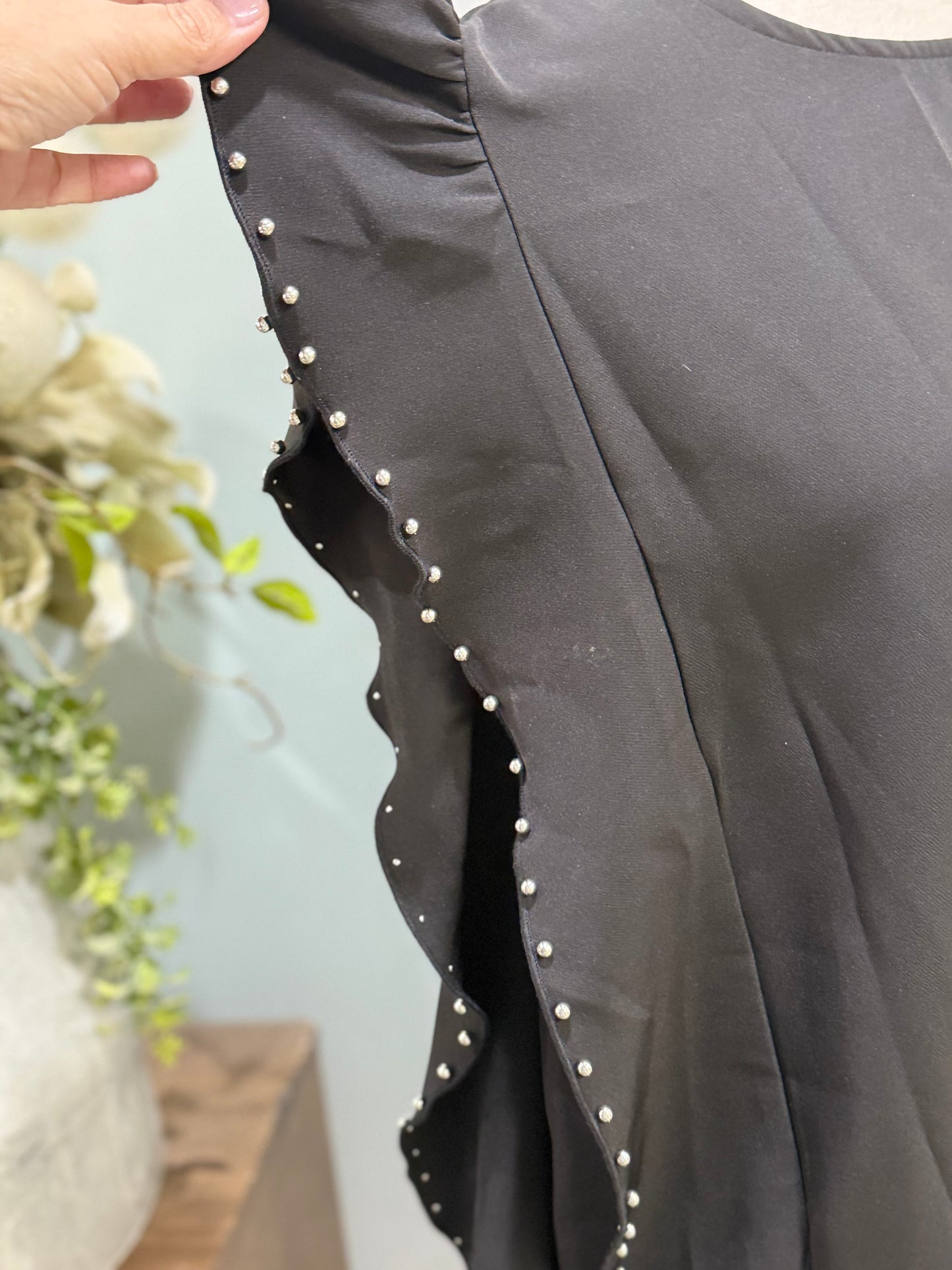 Womens Glam Black Beaded Dress Size Large