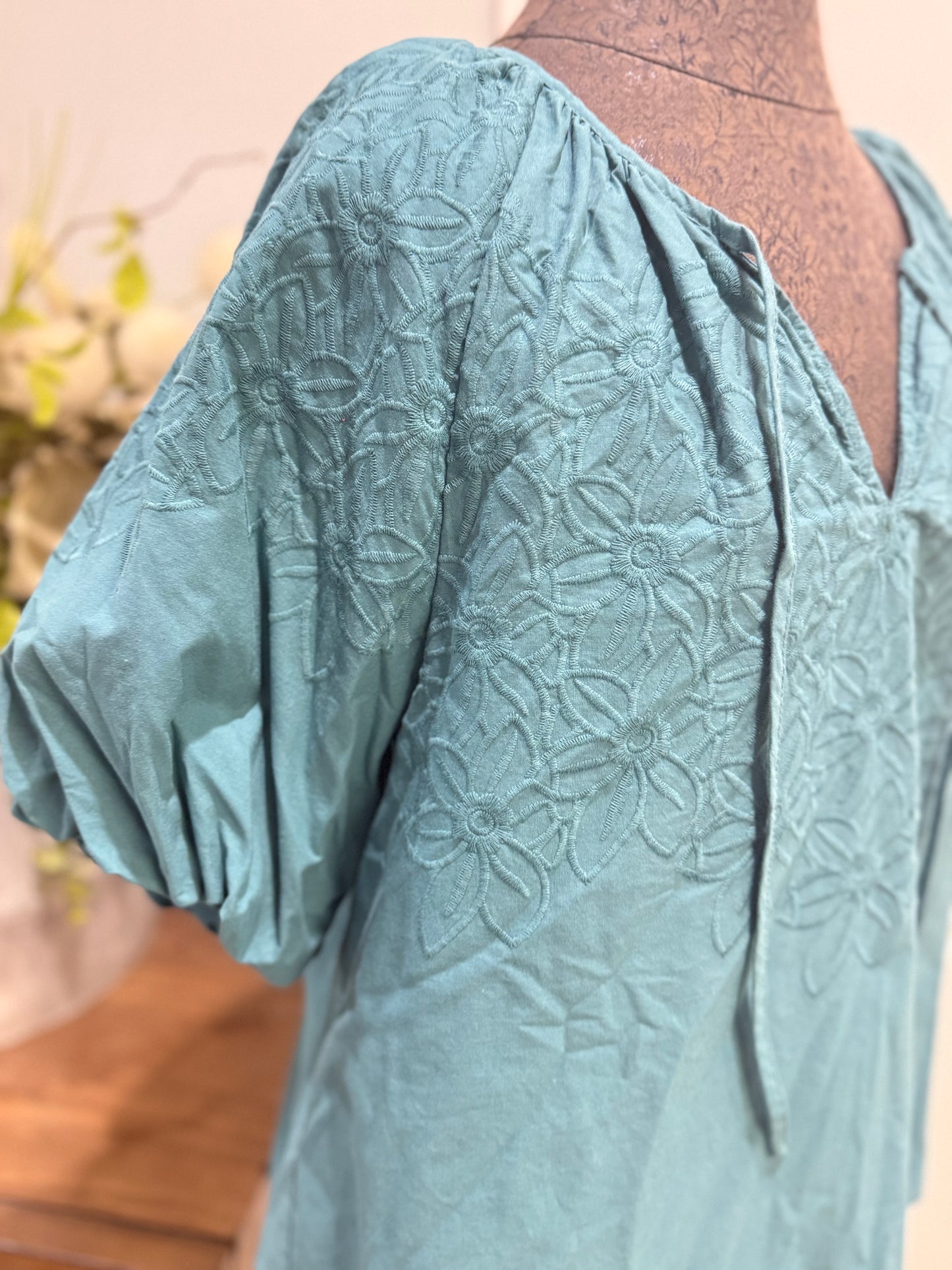 Womens Wonderly Puff Sleeve Blouse Medium EUC