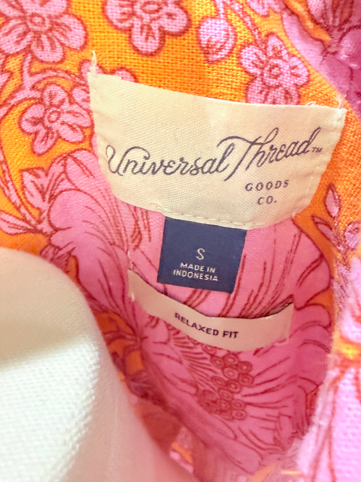 Womens Pink & Orange Floral Button Down Small EUC