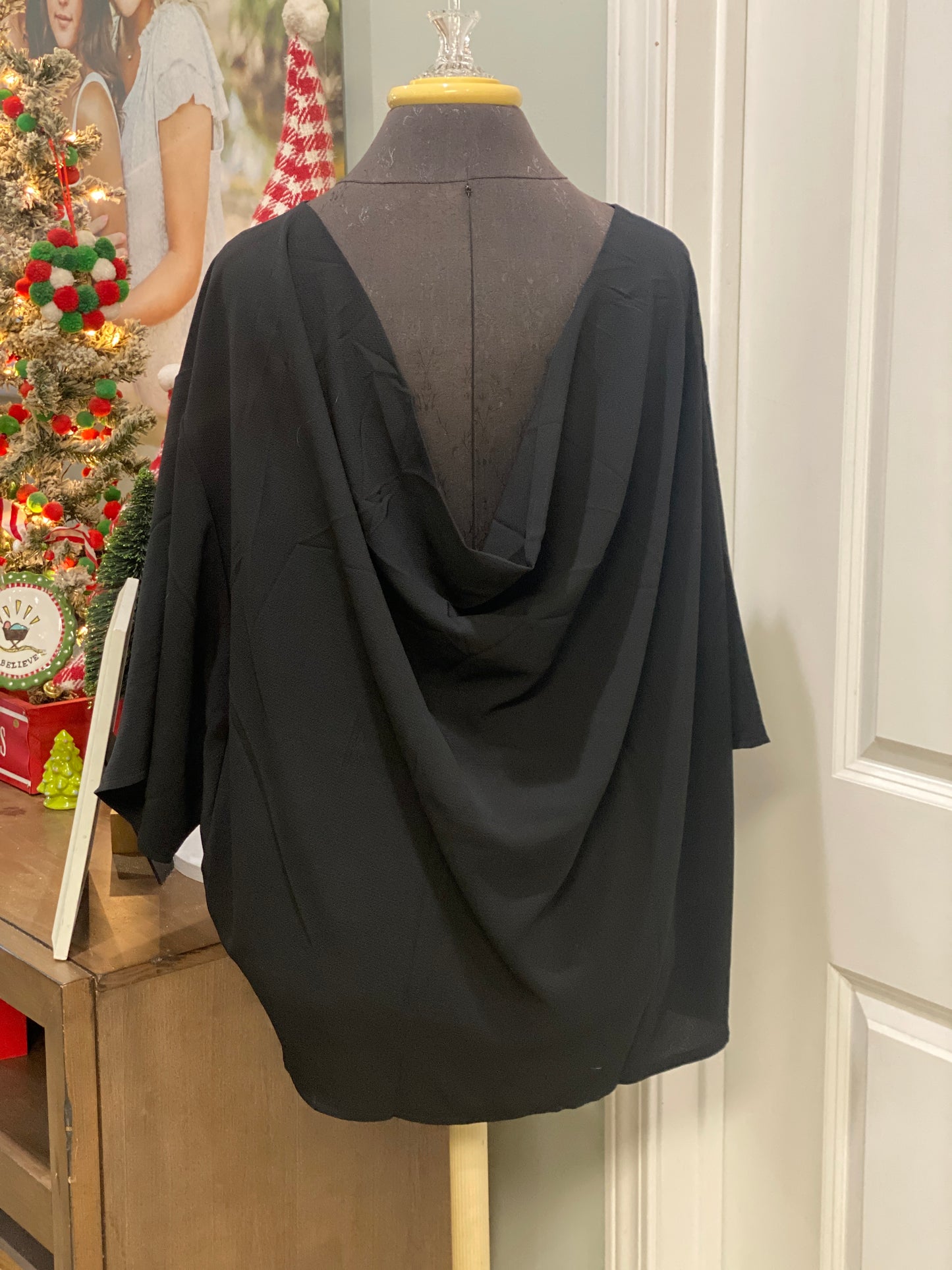 Womens Black Boat Neck Blouse Size 2X