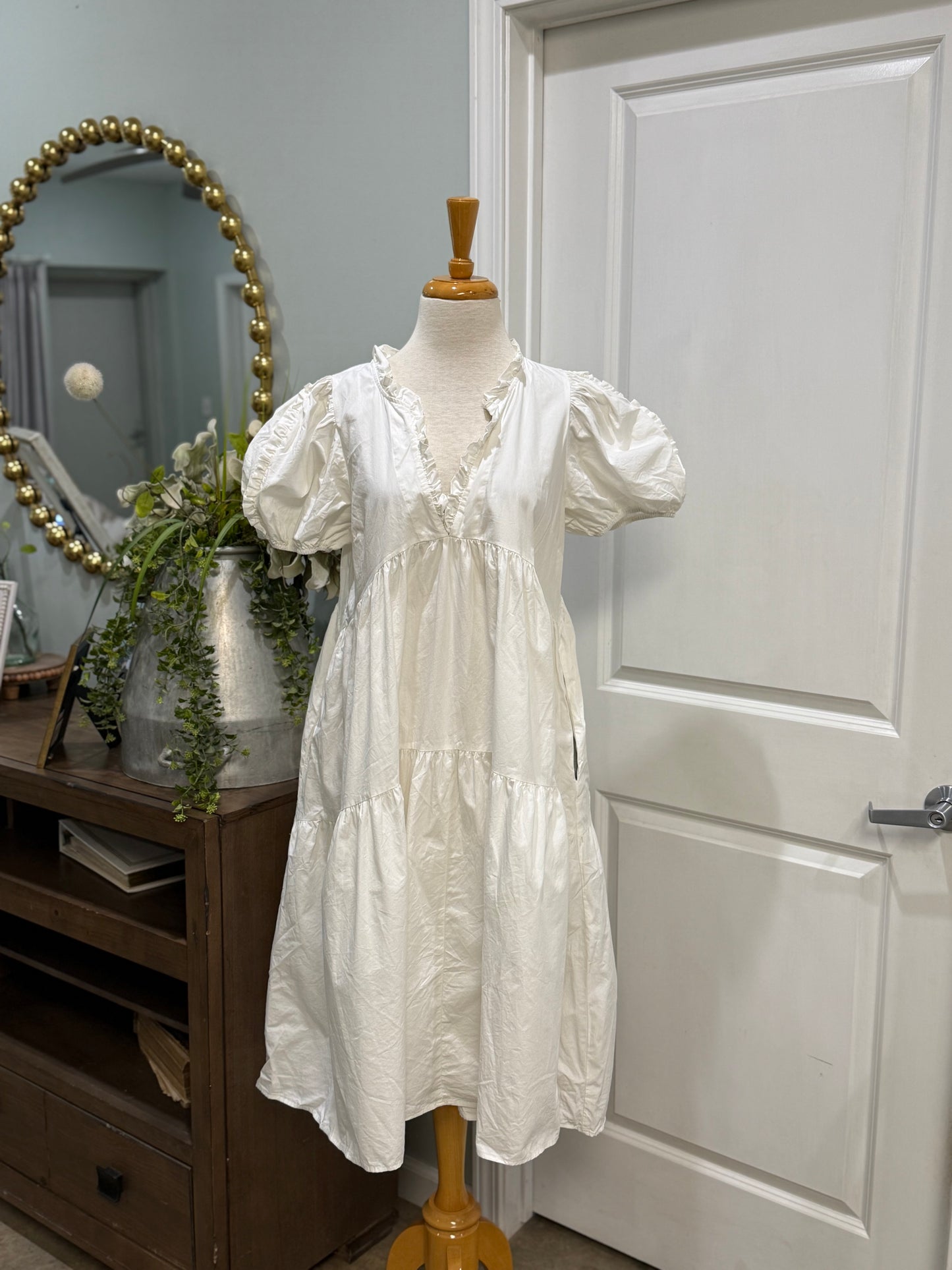 Womens Mable White Dress Size Large