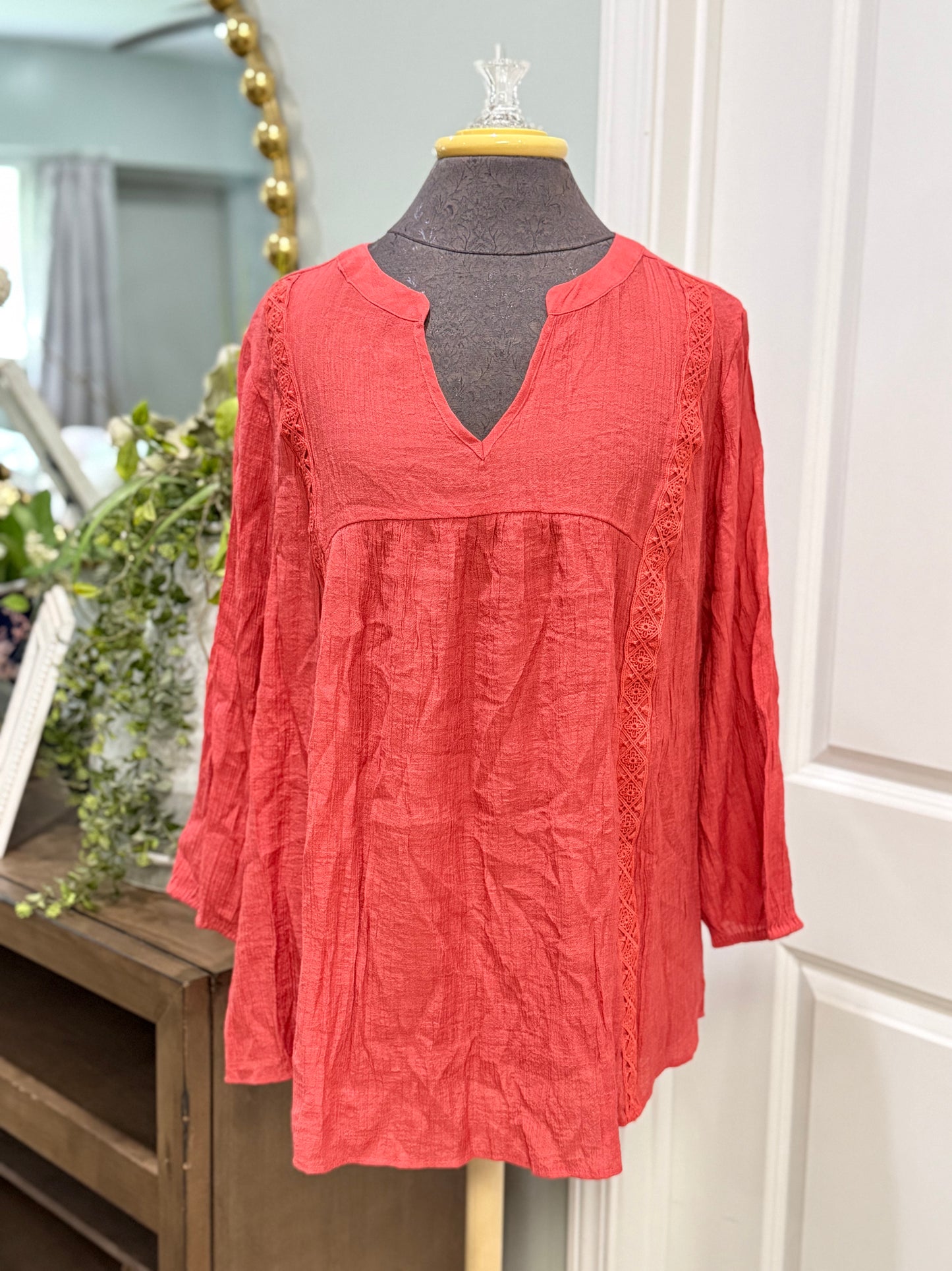 Womens St. Johns Bay Peasant Blouse 1X EUC