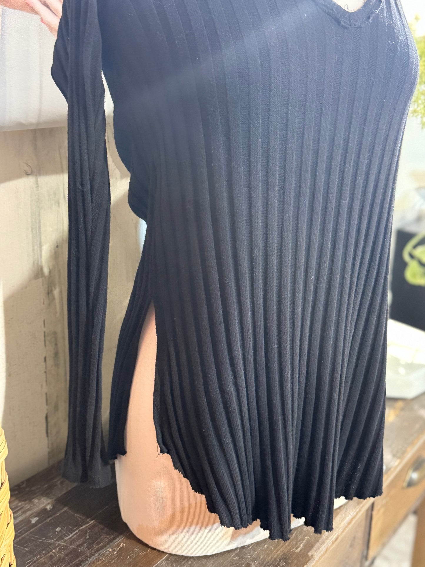 Womens Free People Ribbed Blouse Small