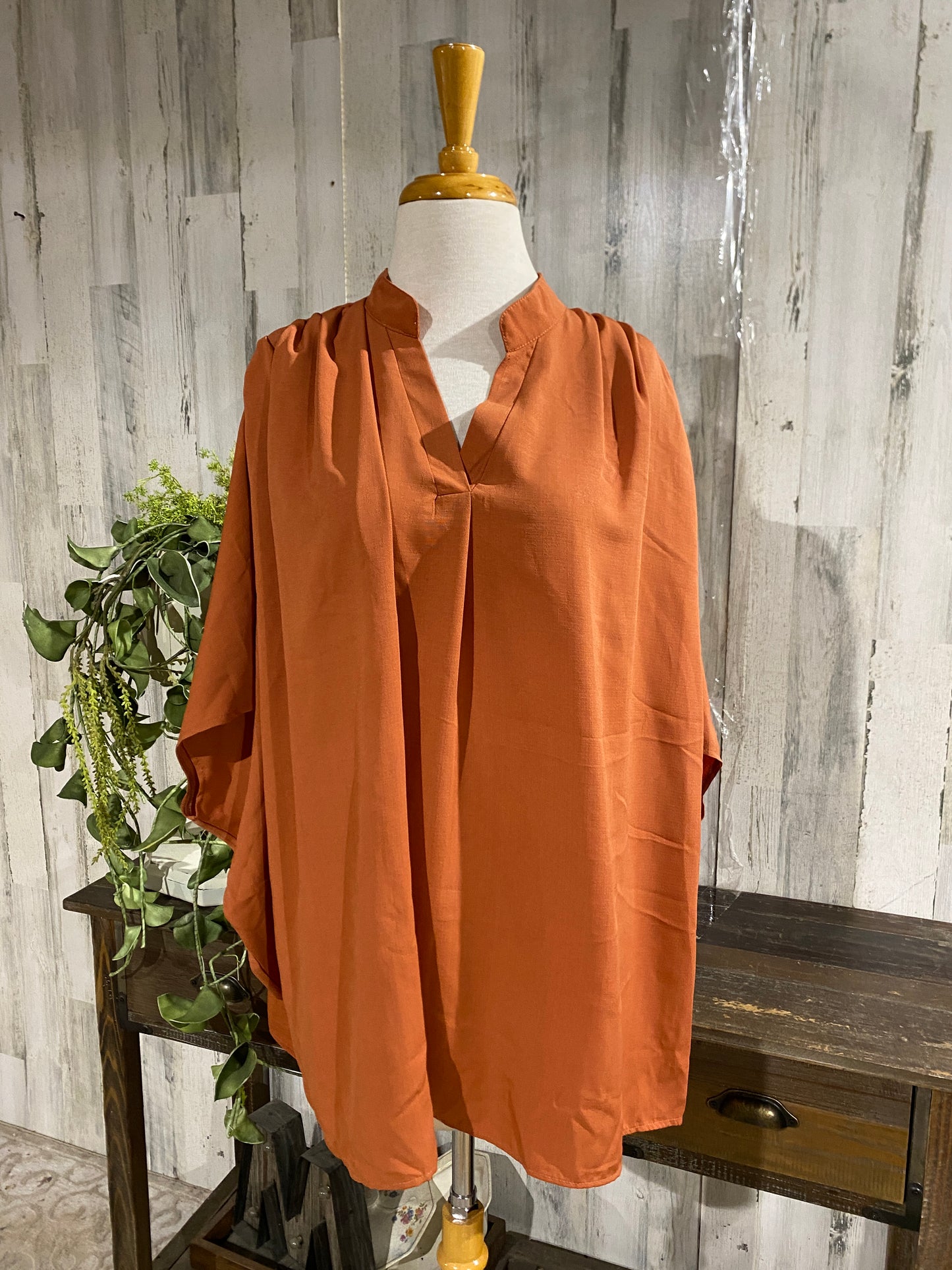 Womens Burnt Orange Oversized Blouse Sz XL