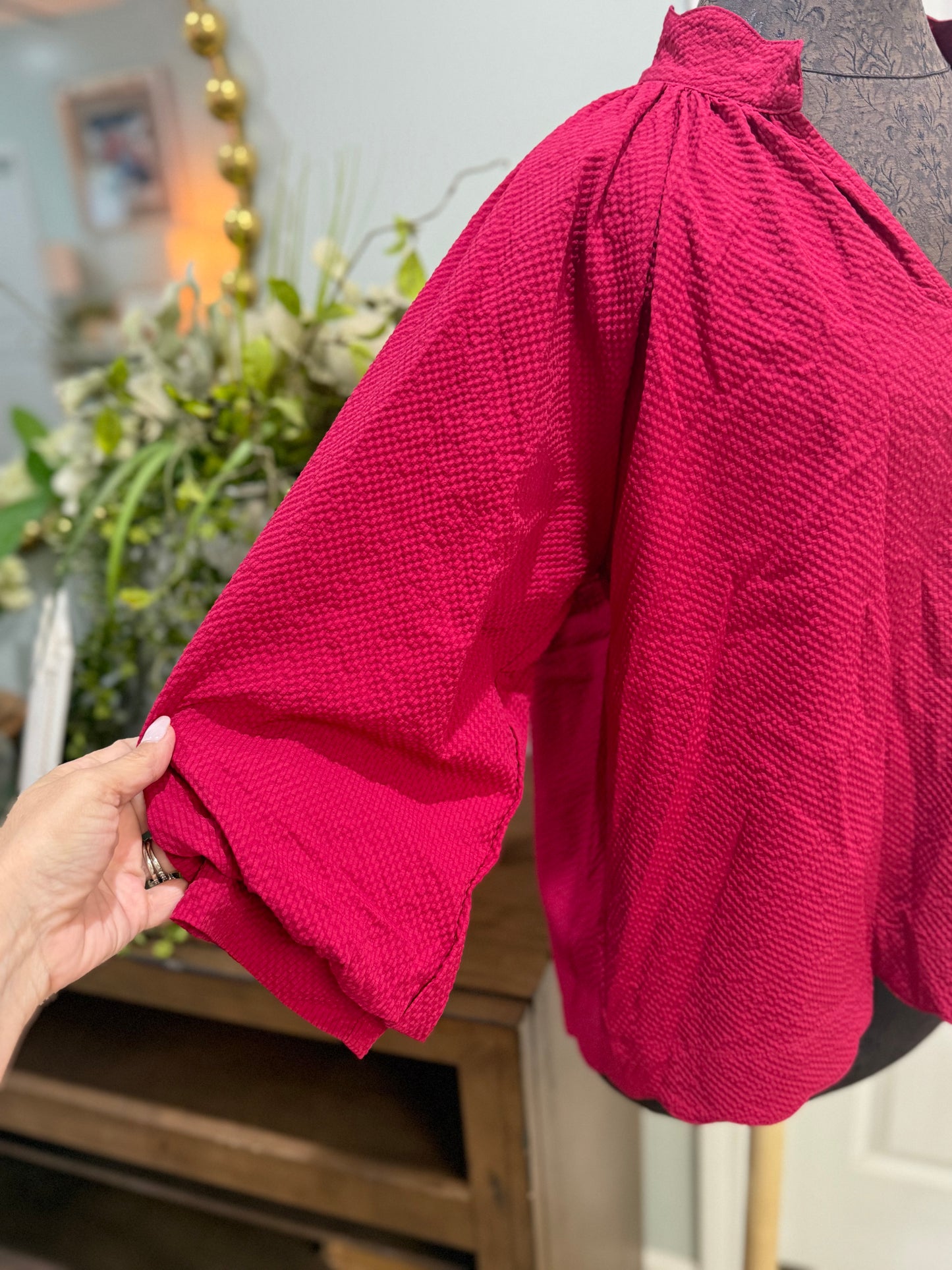 Womens Umgee Puff Sleeve Blouse Small EUC
