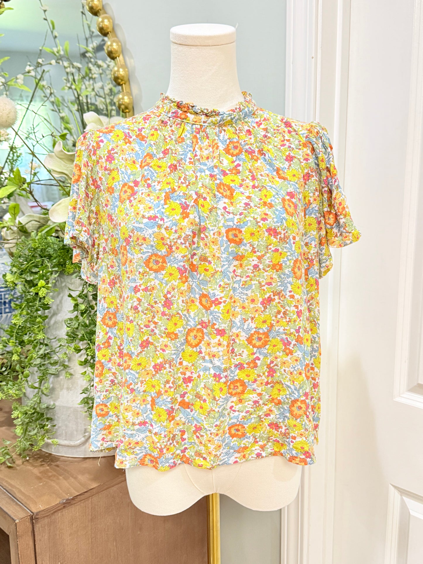 Womens Cynthia Rowley Floral Blouse Large EUC