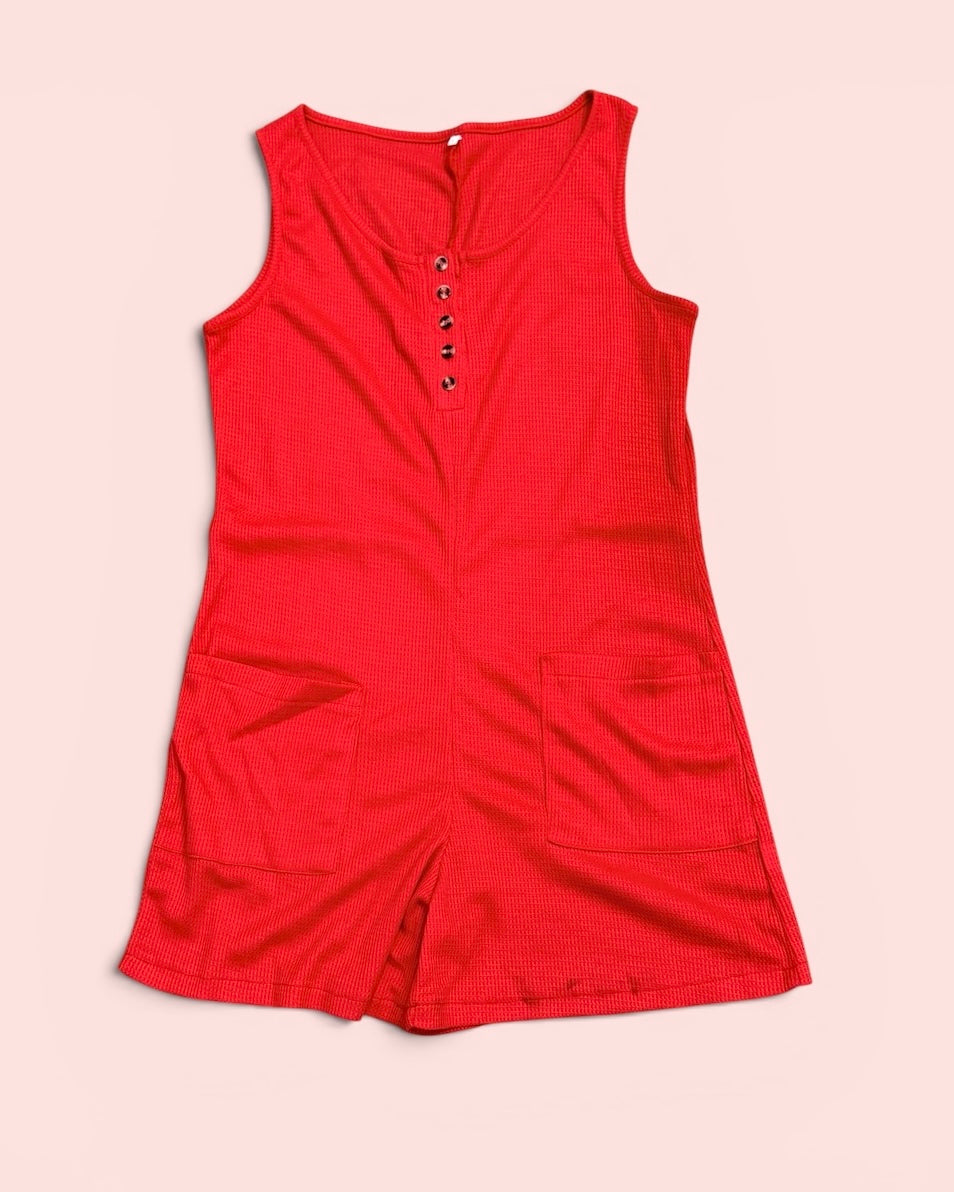 Womens Red Knit Romper Small EUC