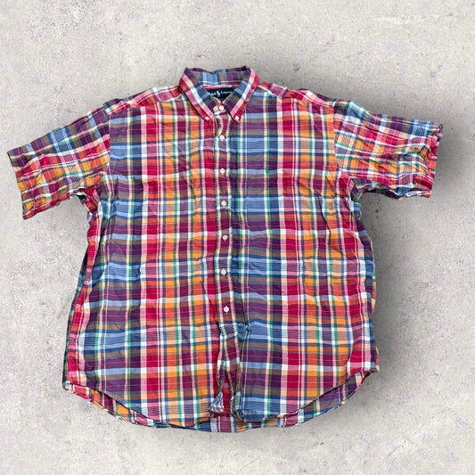 Womens Ralph Lauren Plaid Short Sleeve Button Down Size XL