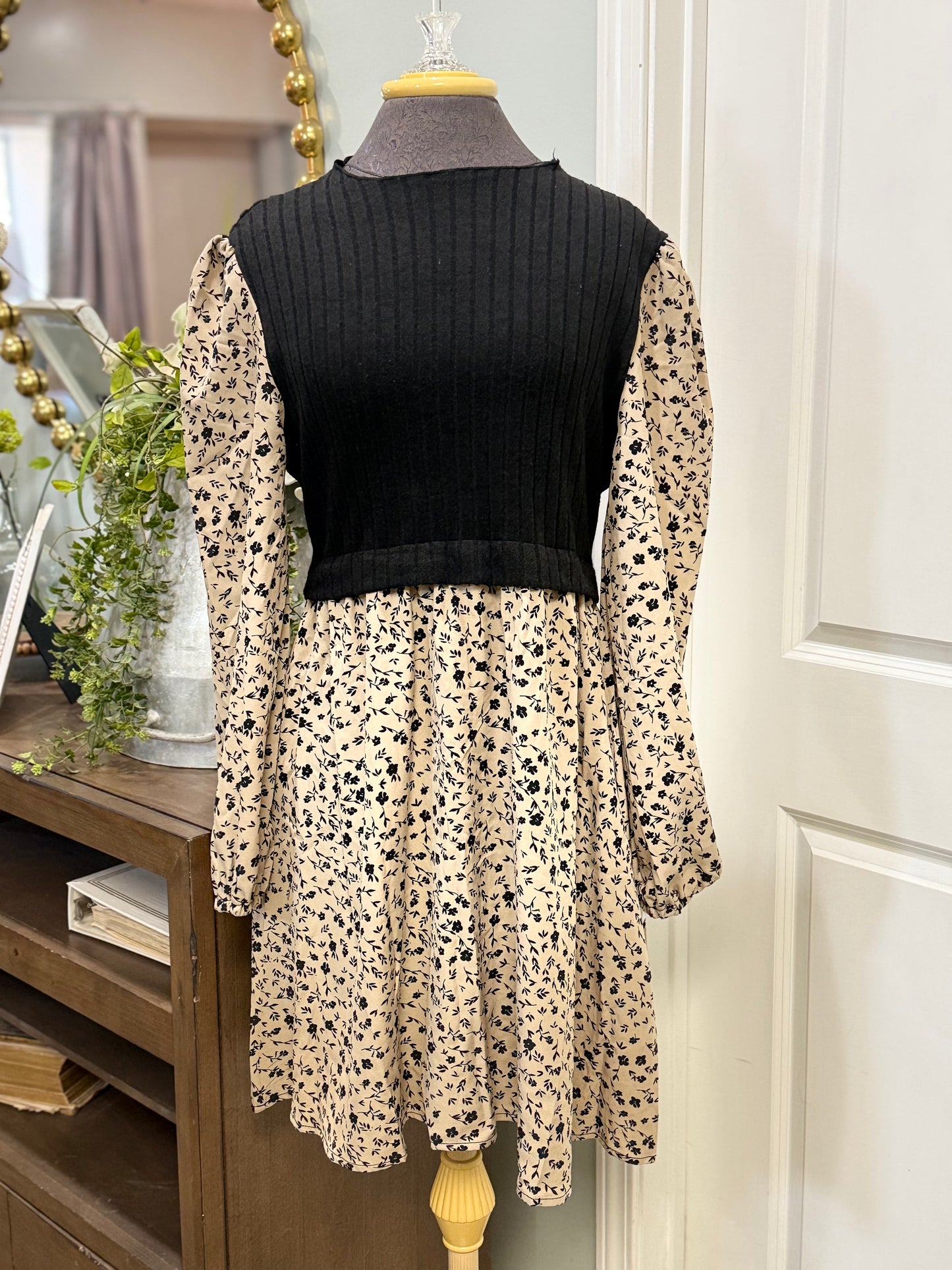 Womens Floral Dress with Sweater Large