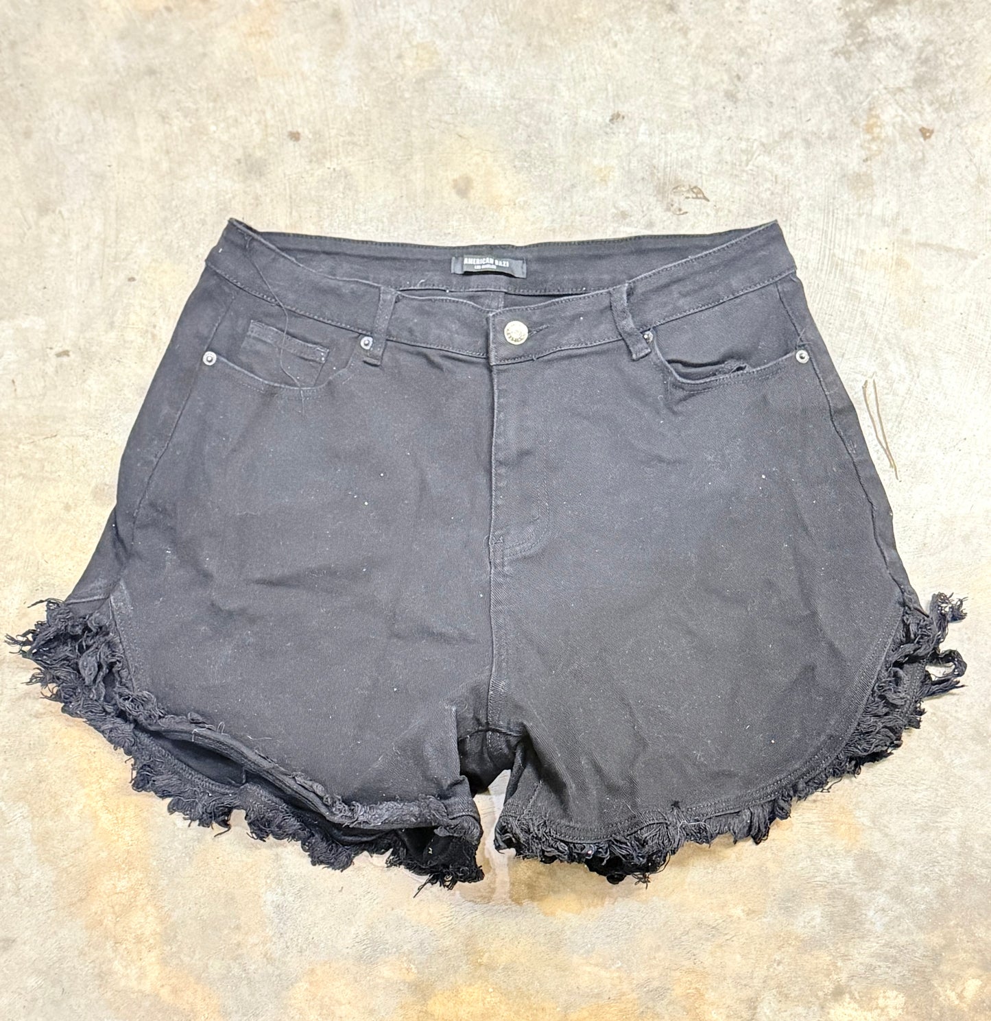 Womens American Bazi Black Denim Shorts 1X EUC
