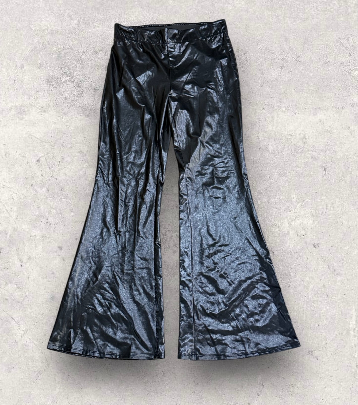 Womens Faux Leather Flare Pants Size Large