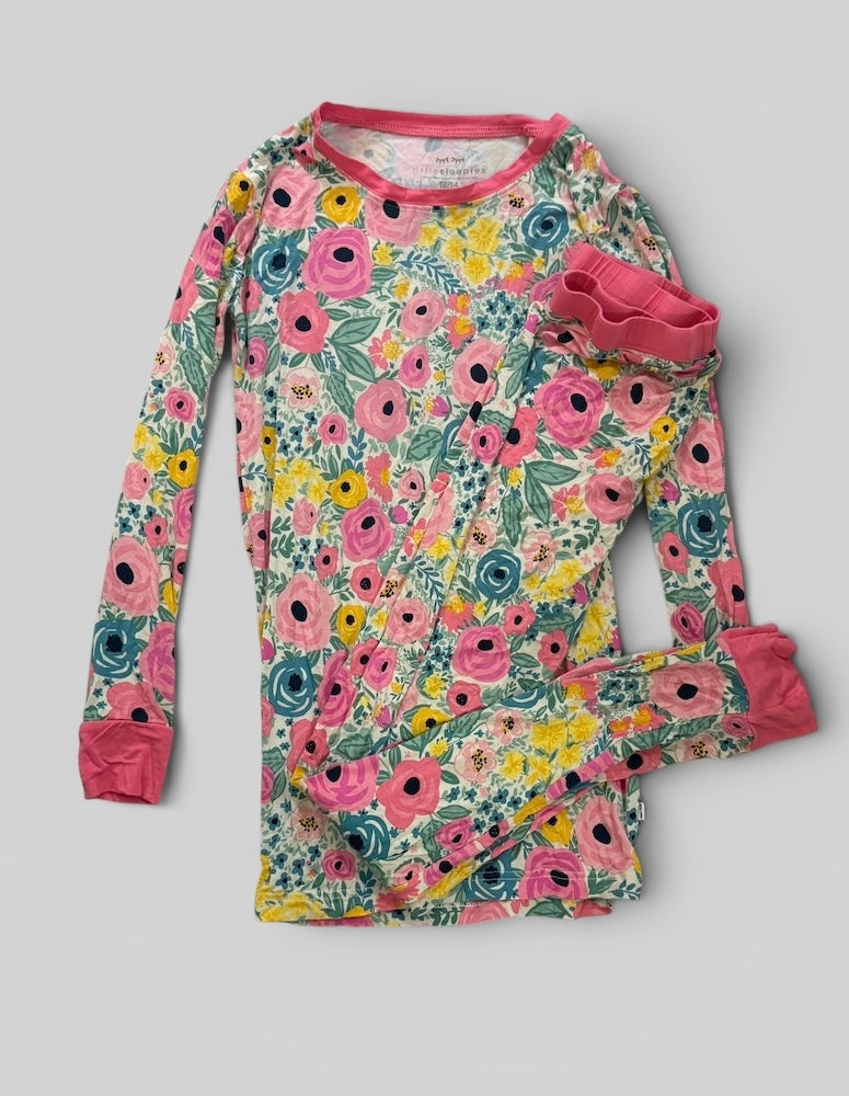 Girls Little Sleepies Floral Pajamas 12/14 EUC