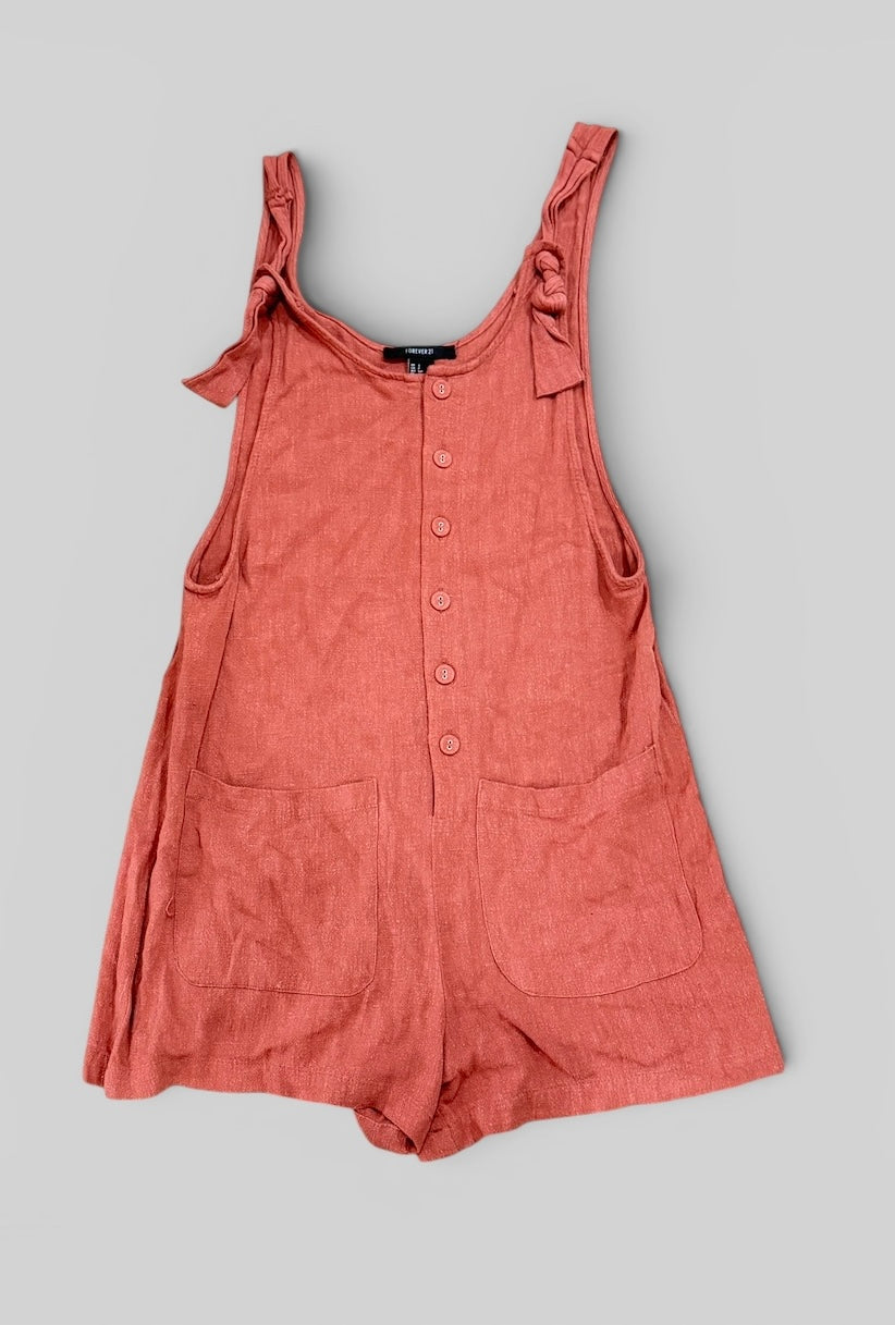 Womens Forever 21 Linen Romper Small EUC