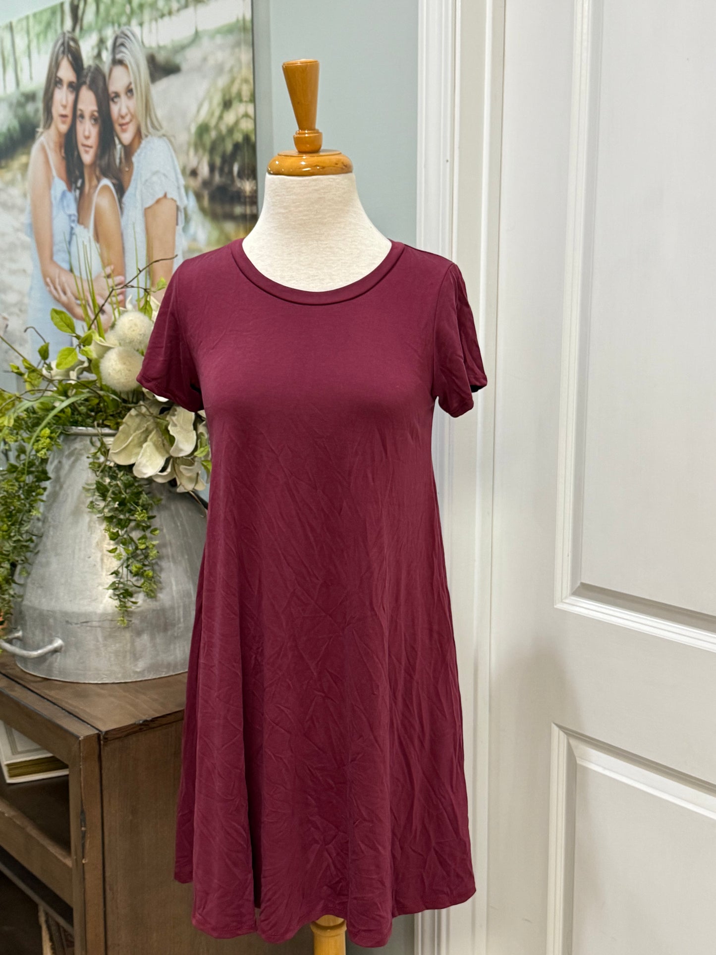 Womens Maroon Tshirt Dress Size Small NWT