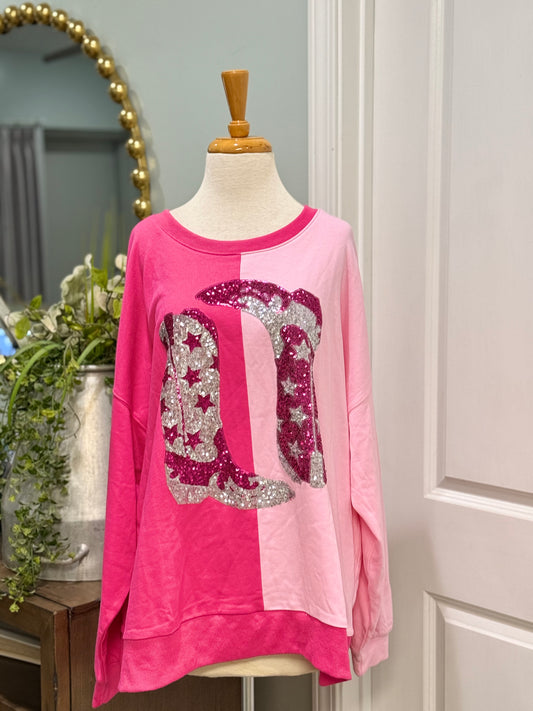 Womens Fantastic Fawn Sequin Boots Blouse Size Large NWT